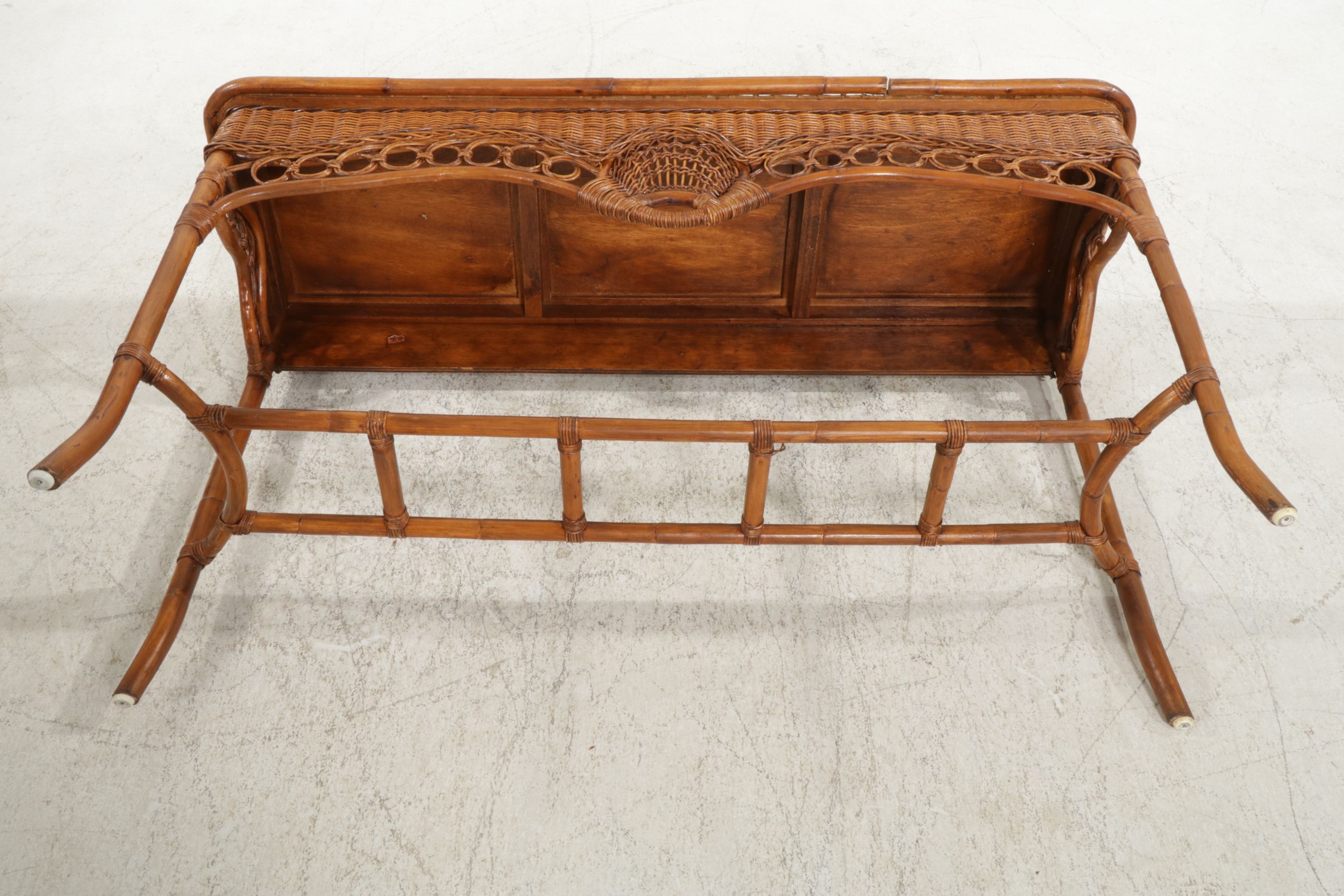 Bent Rattan and Wicker Sofa Table, Late 20th Century