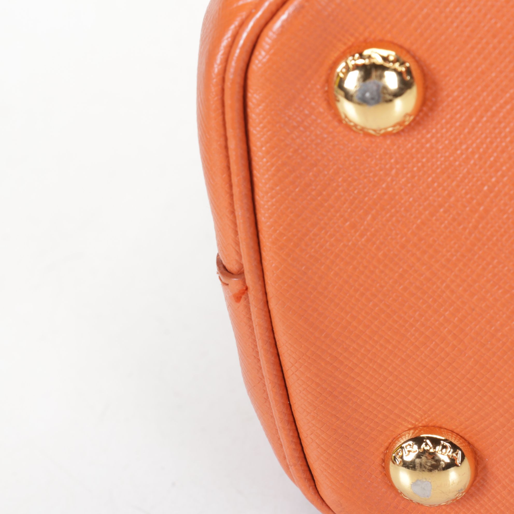 Prada Small Galleria Double-Zip Two-Way Bag in Orange Saffiano Leather