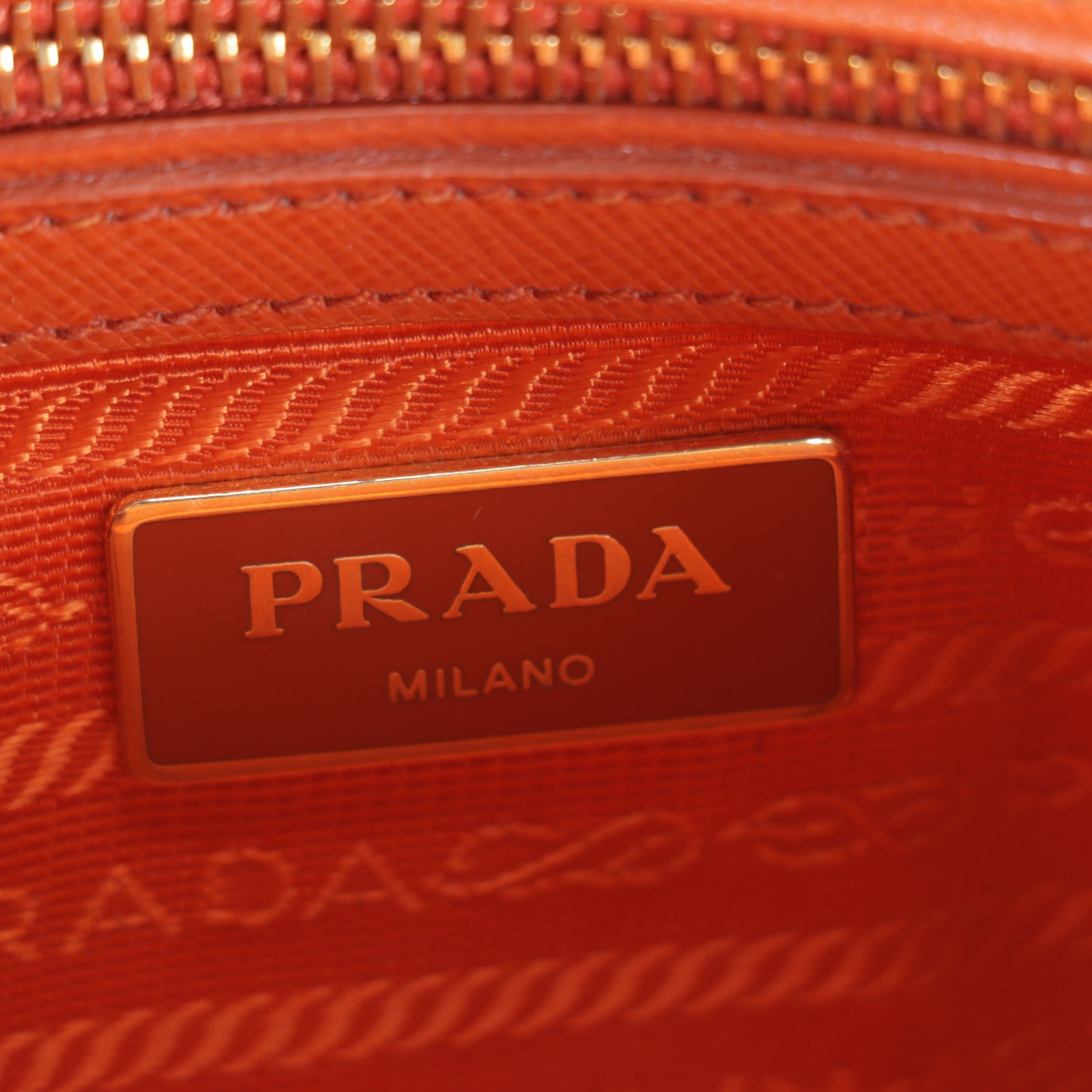 Prada Small Galleria Double-Zip Two-Way Bag in Orange Saffiano Leather