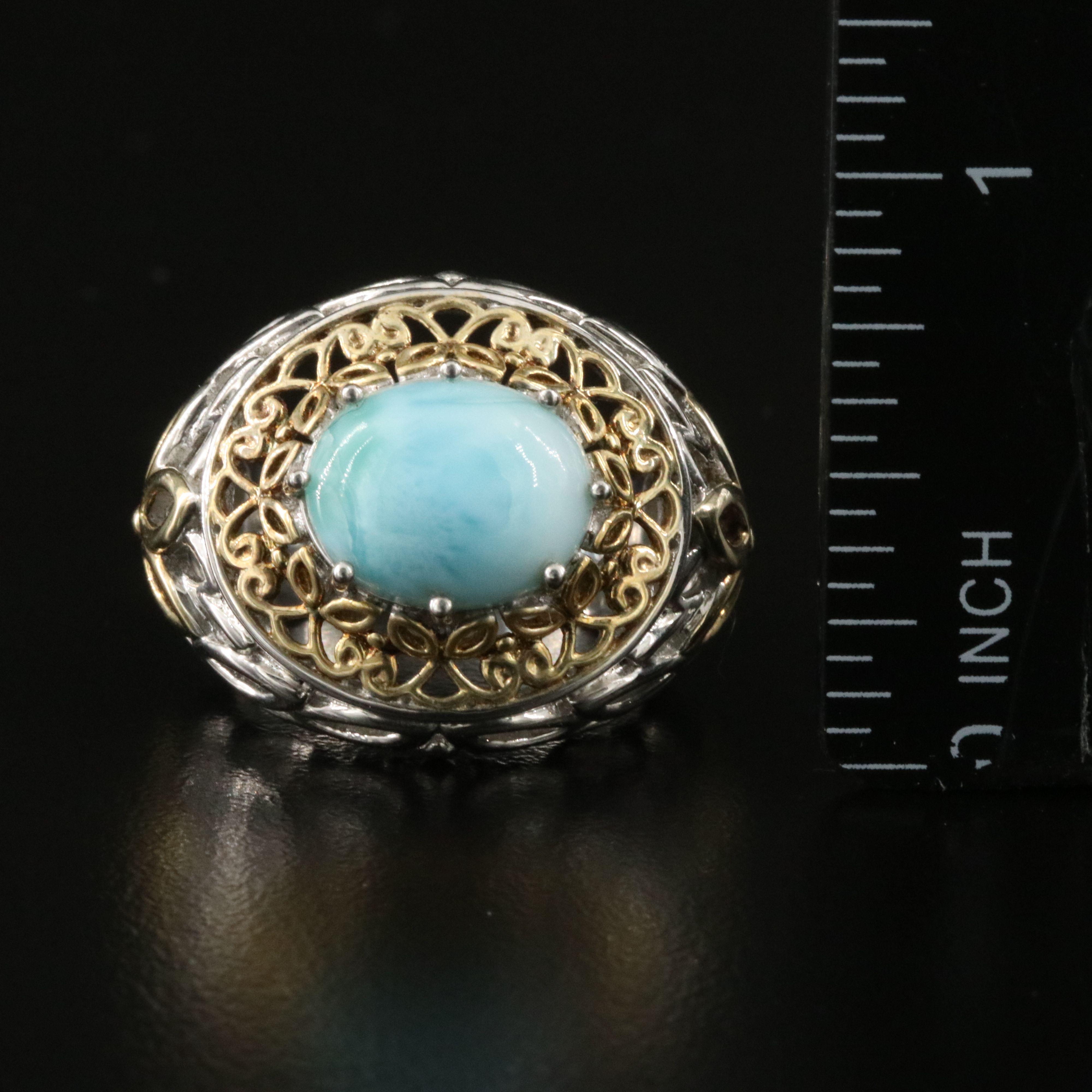 Sterling Larimar Ring