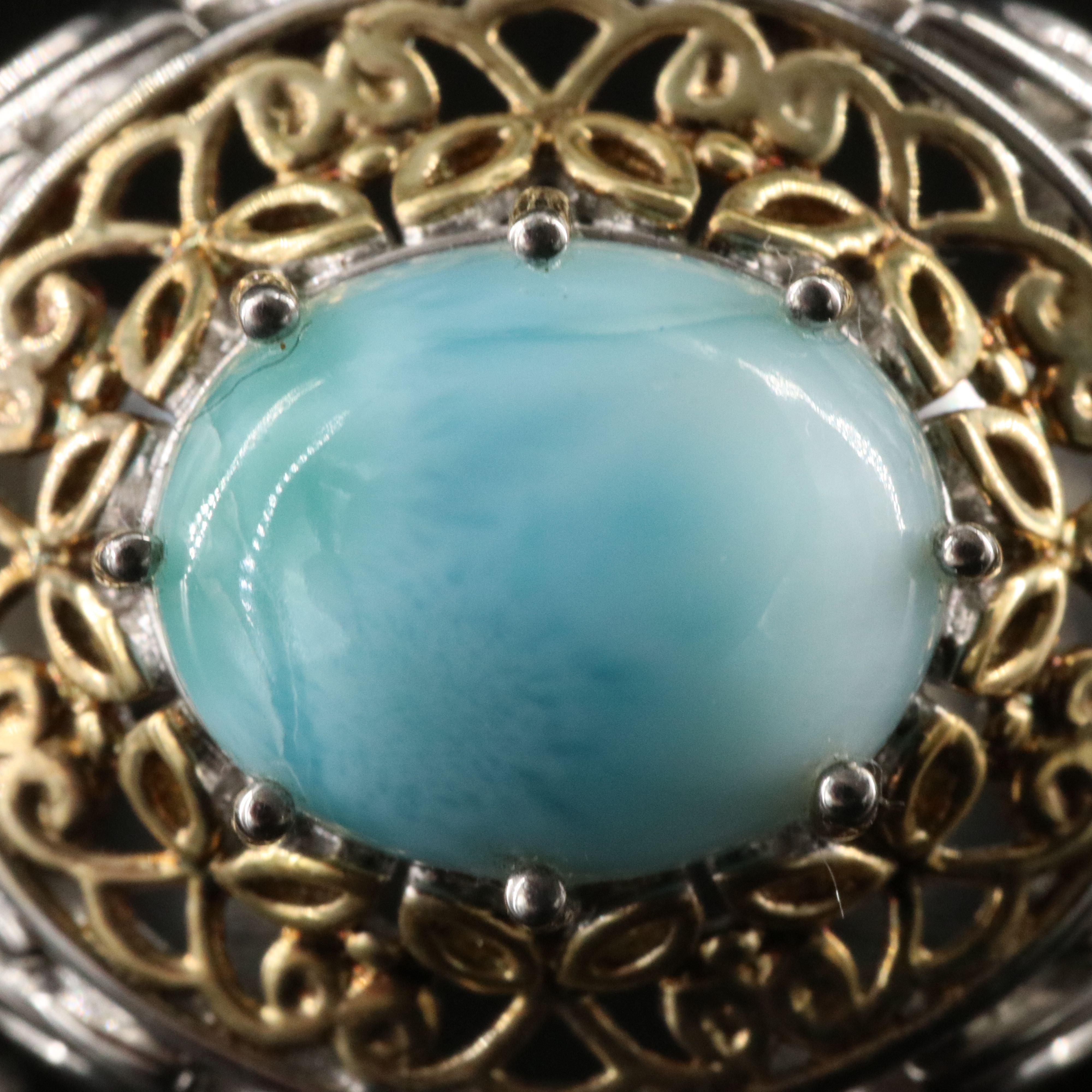 Sterling Larimar Ring