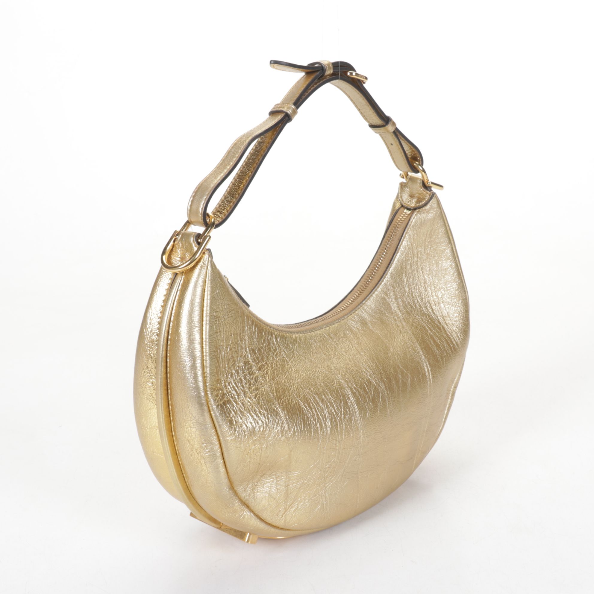 Fendi Fendigraphy Hobo Bag in Gold Leather
