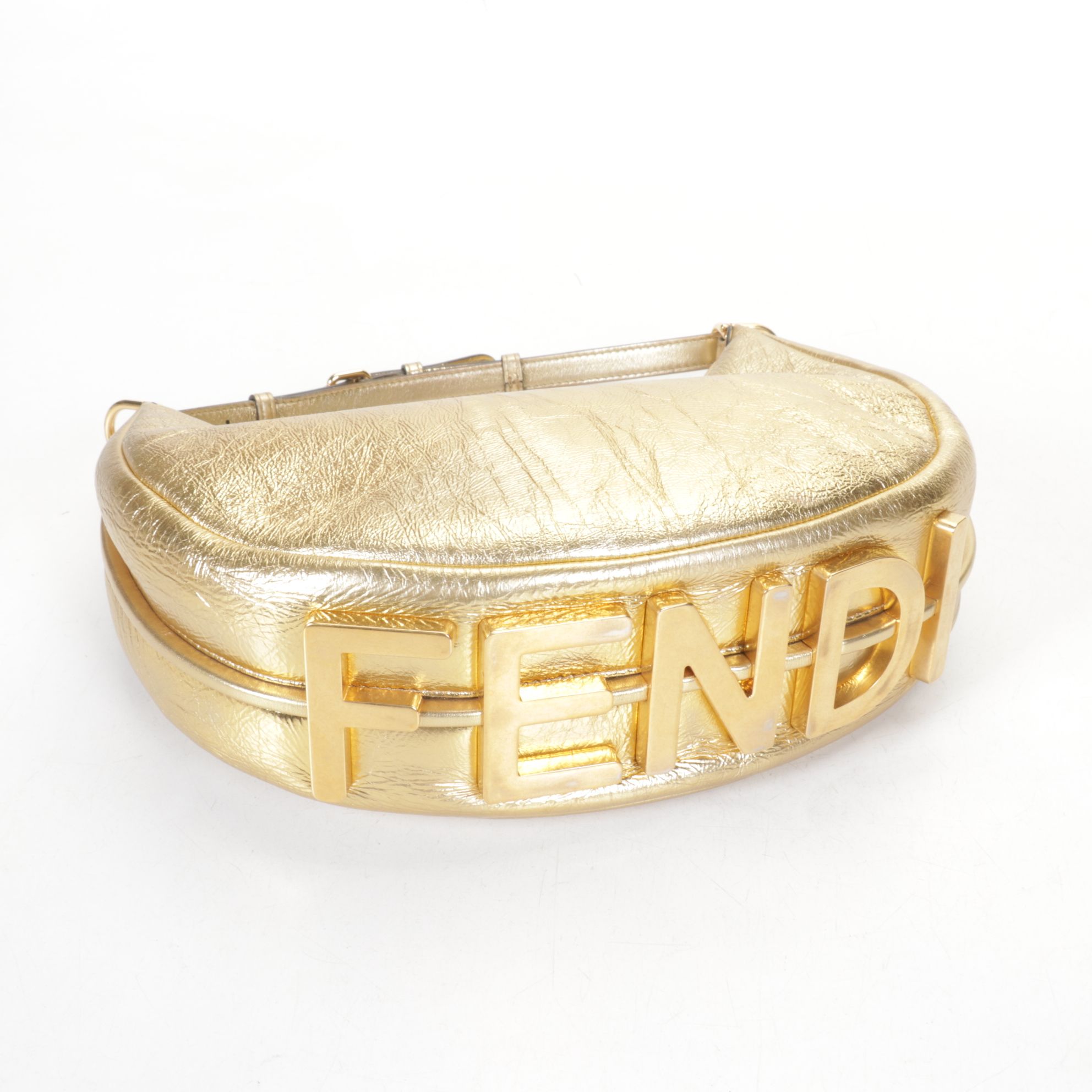Fendi Fendigraphy Hobo Bag in Gold Leather