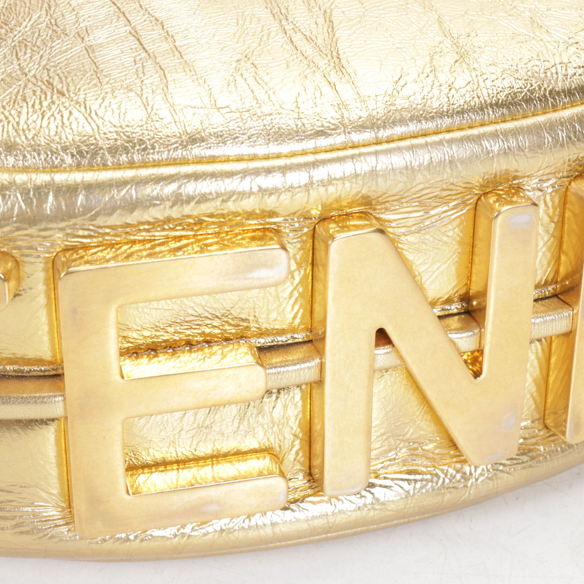 Fendi Fendigraphy Hobo Bag in Gold Leather