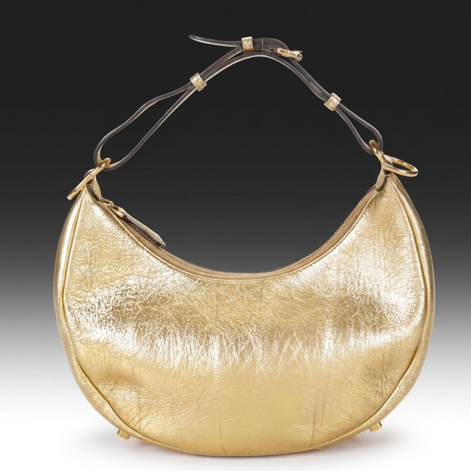 Fendi Fendigraphy Hobo Bag in Gold Leather