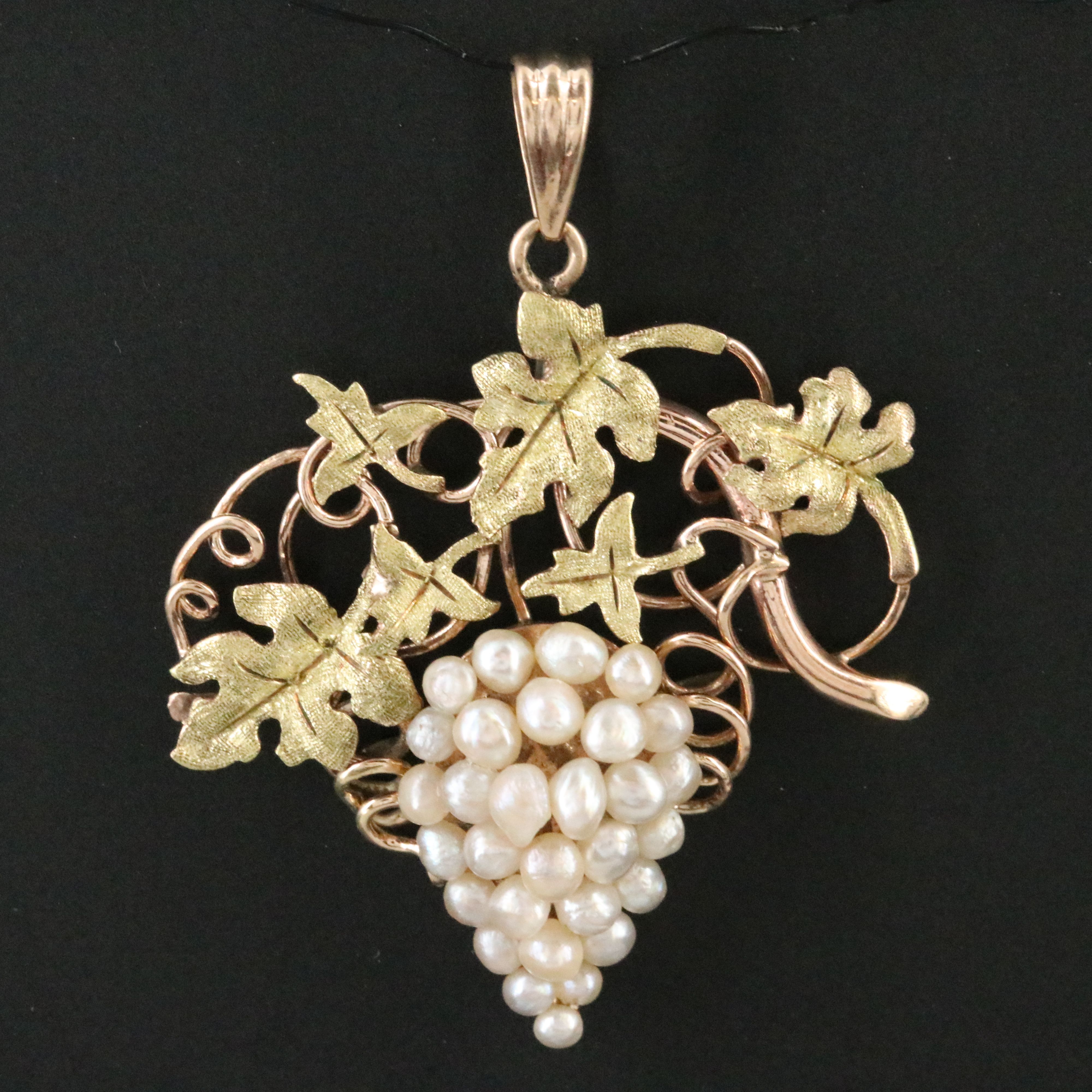 10K Seed Pearl Grape Cluster Pendant