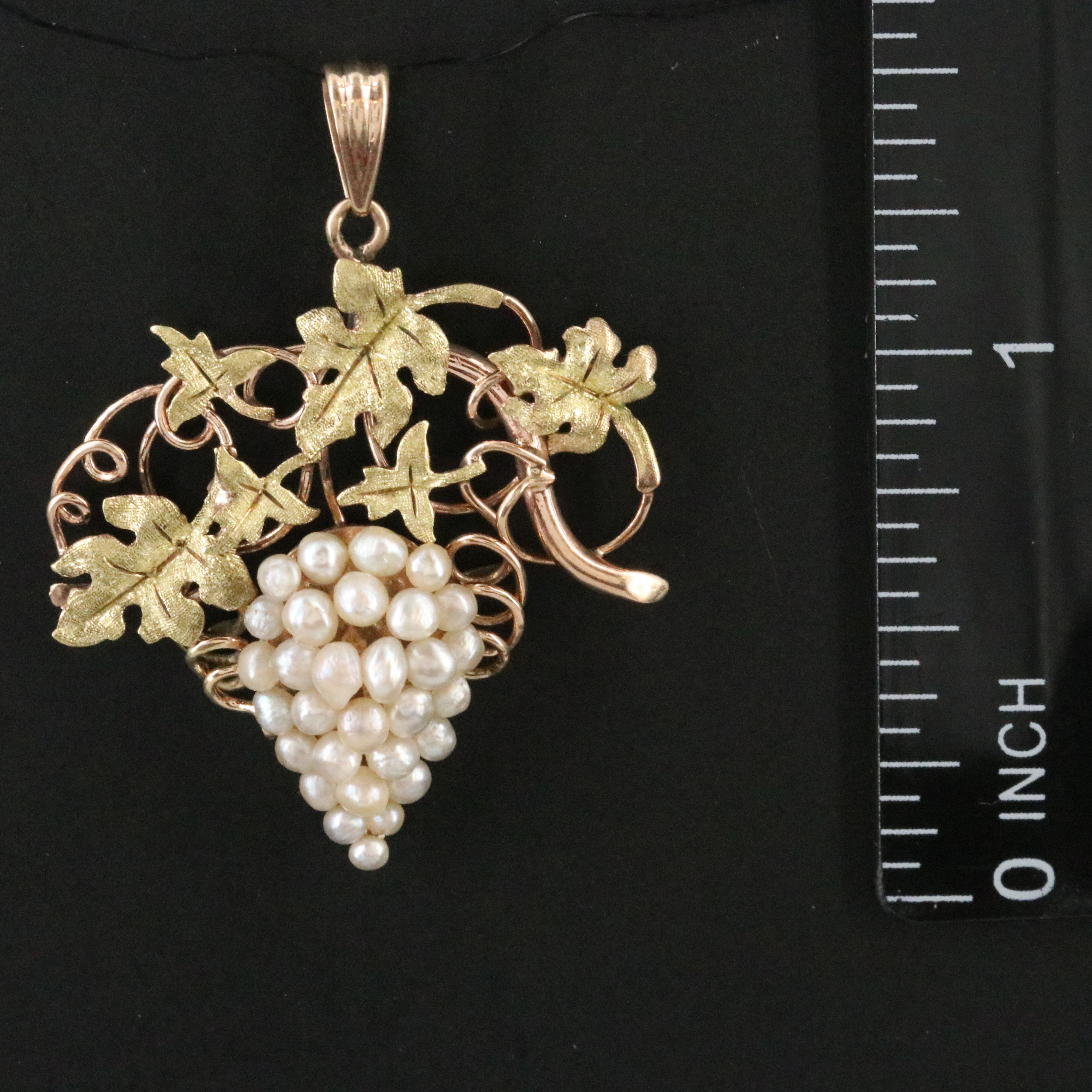 10K Seed Pearl Grape Cluster Pendant