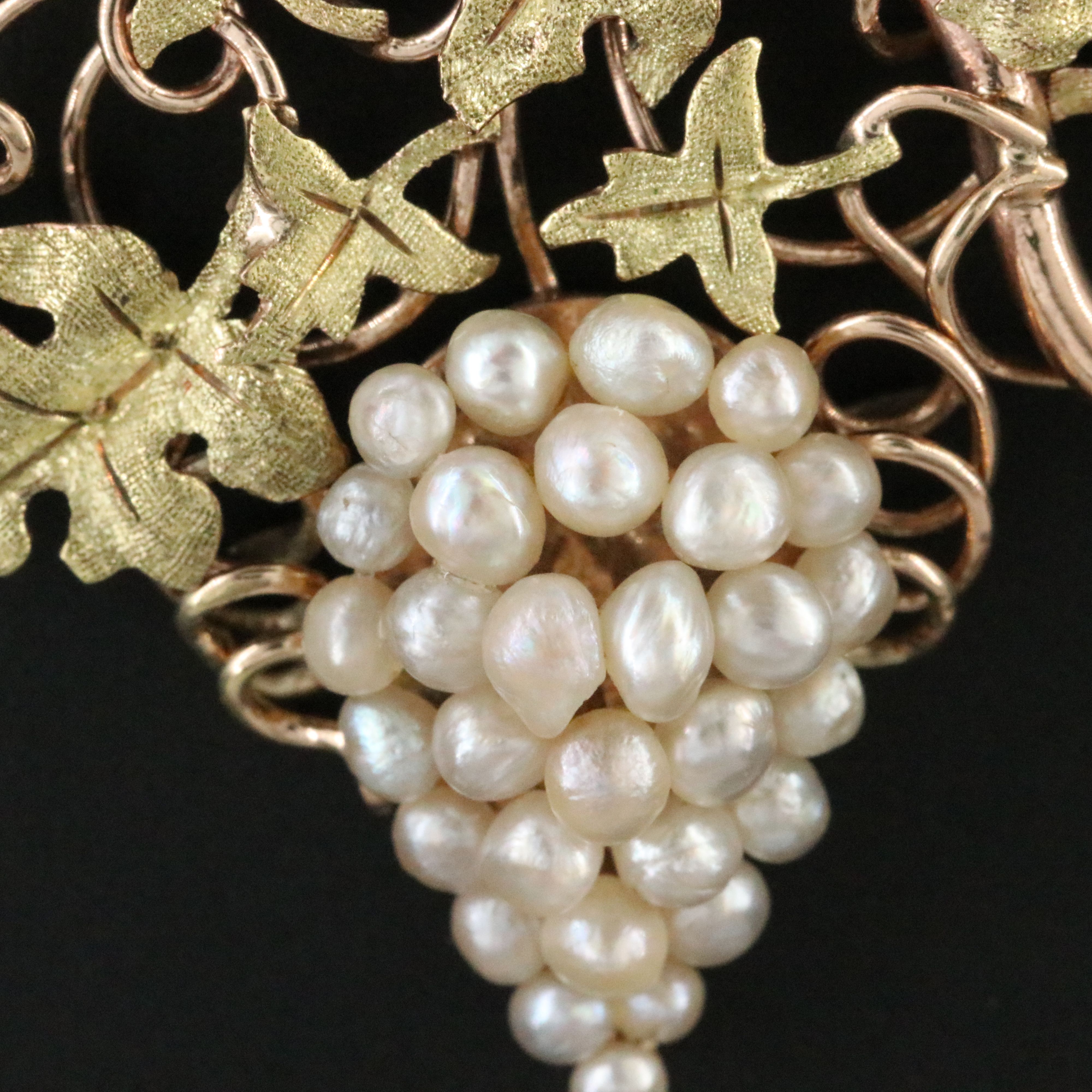 10K Seed Pearl Grape Cluster Pendant