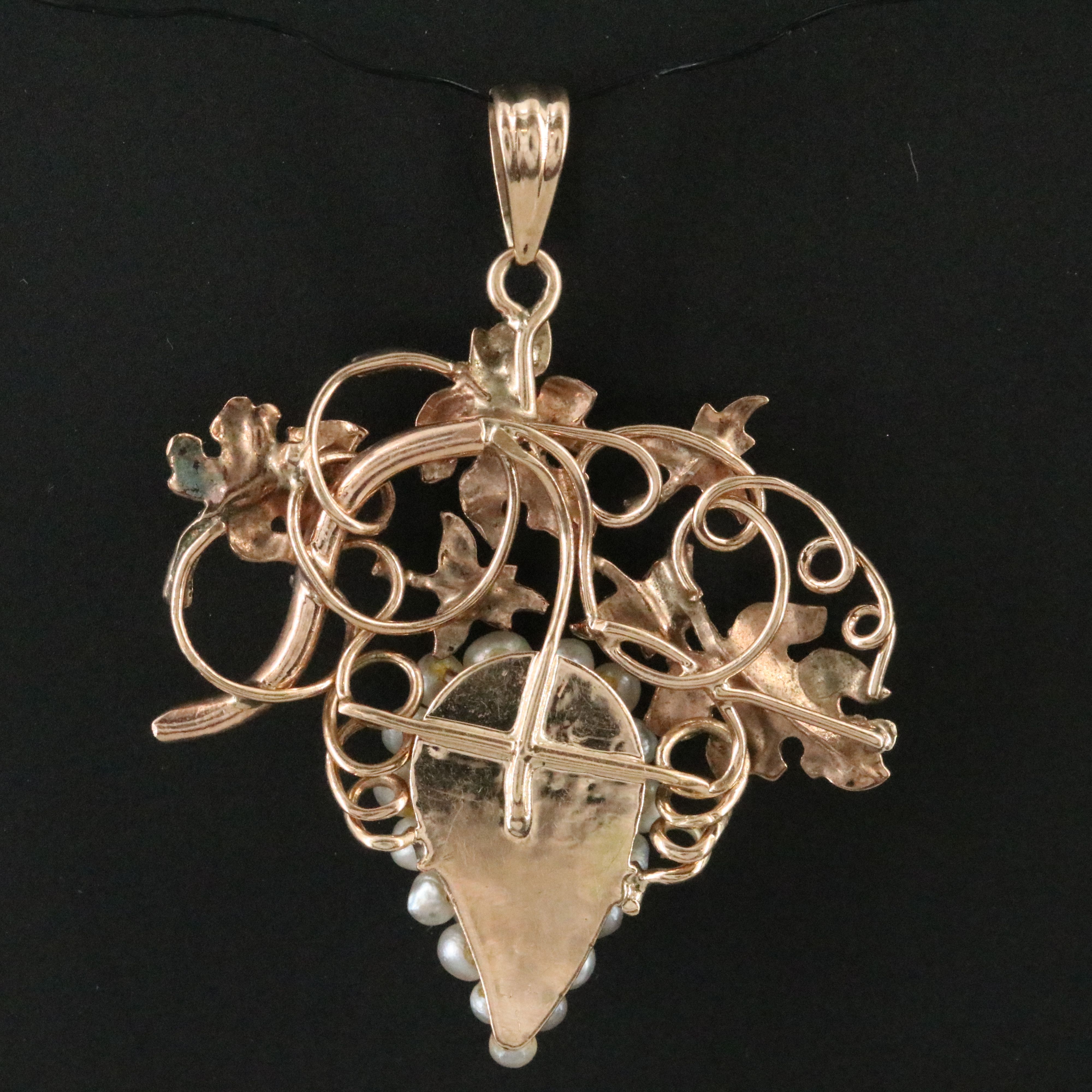 10K Seed Pearl Grape Cluster Pendant