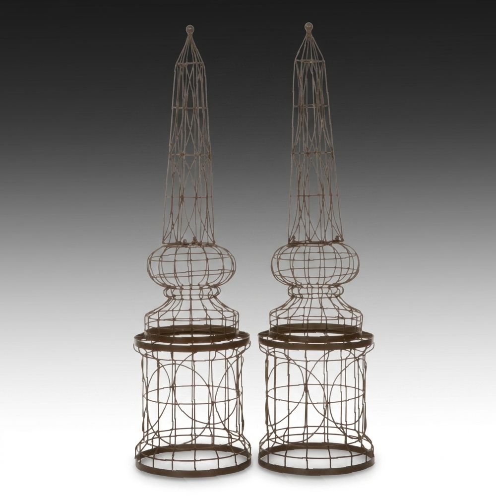 Pair of Metal Garden Obelisk Trellises