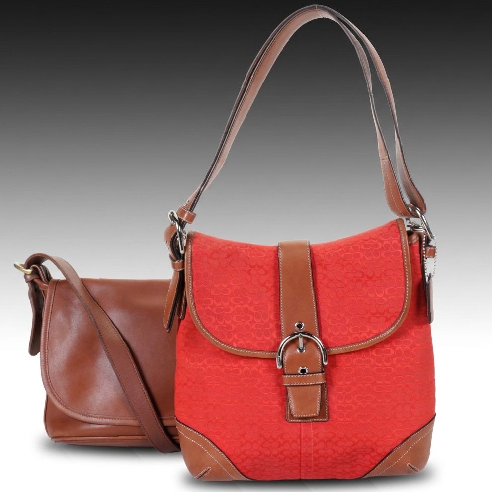 Coach Soho Bag in Red Monogram Canvas with Fletcher Brown Leather Crossbody