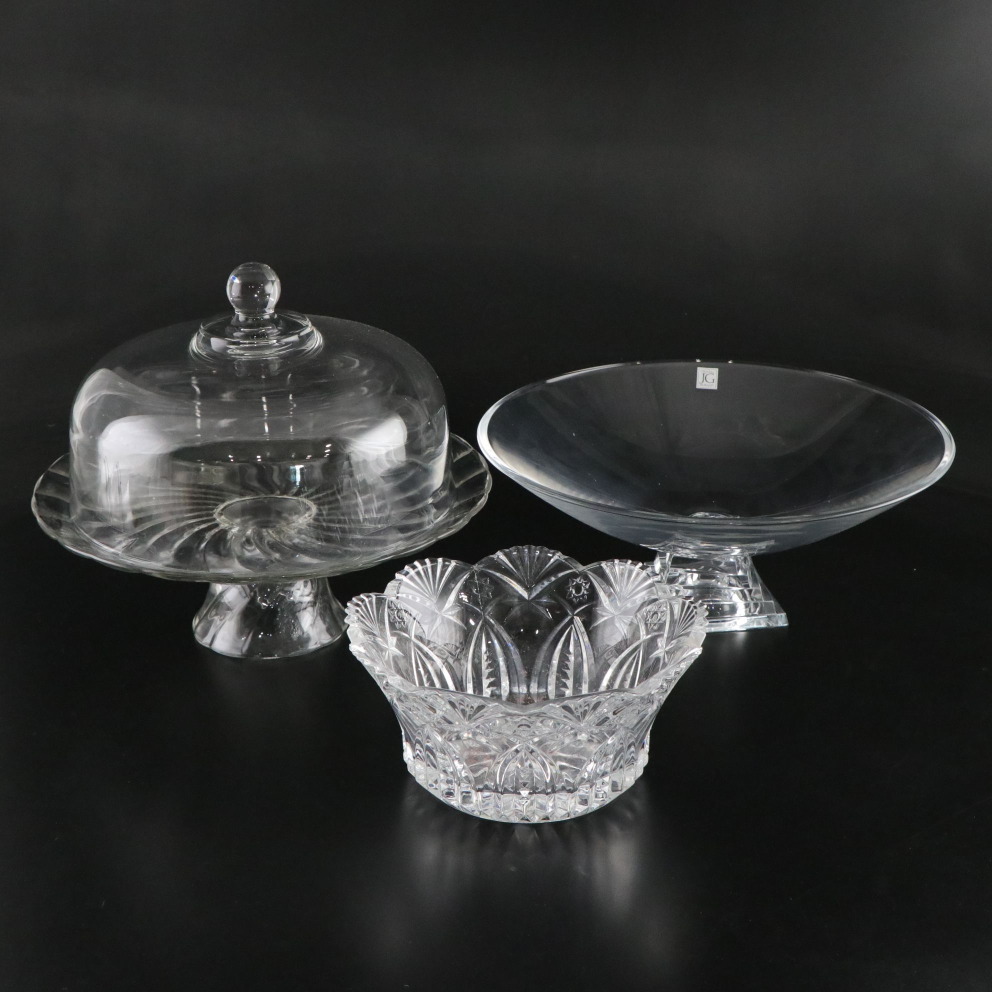 J.G. Durand "Shantung" Centerpiece Bowl with Cristal D'Arques Cake Stand & Bowl