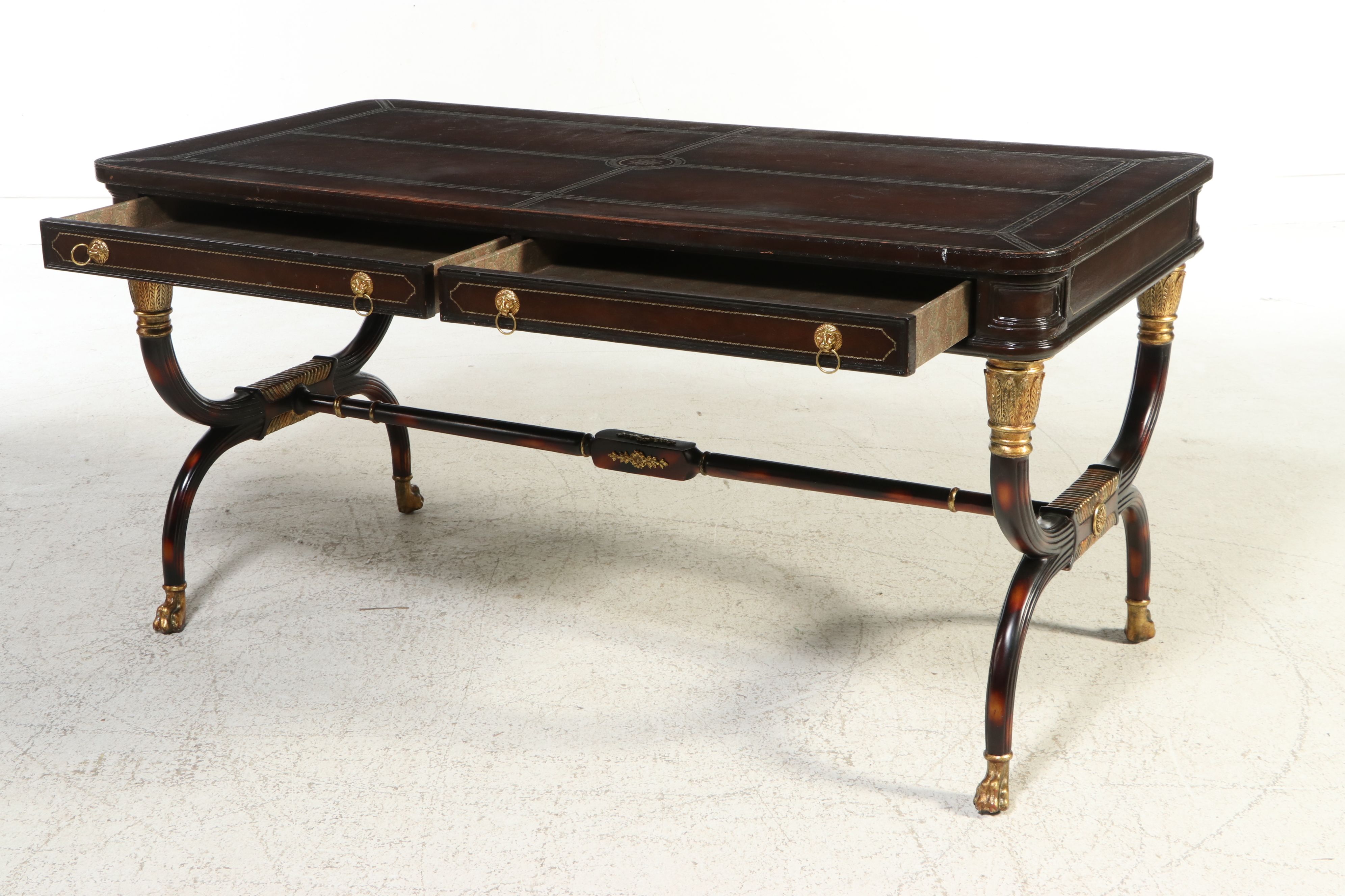 Henredon Regency Style Library Table with Leather Top