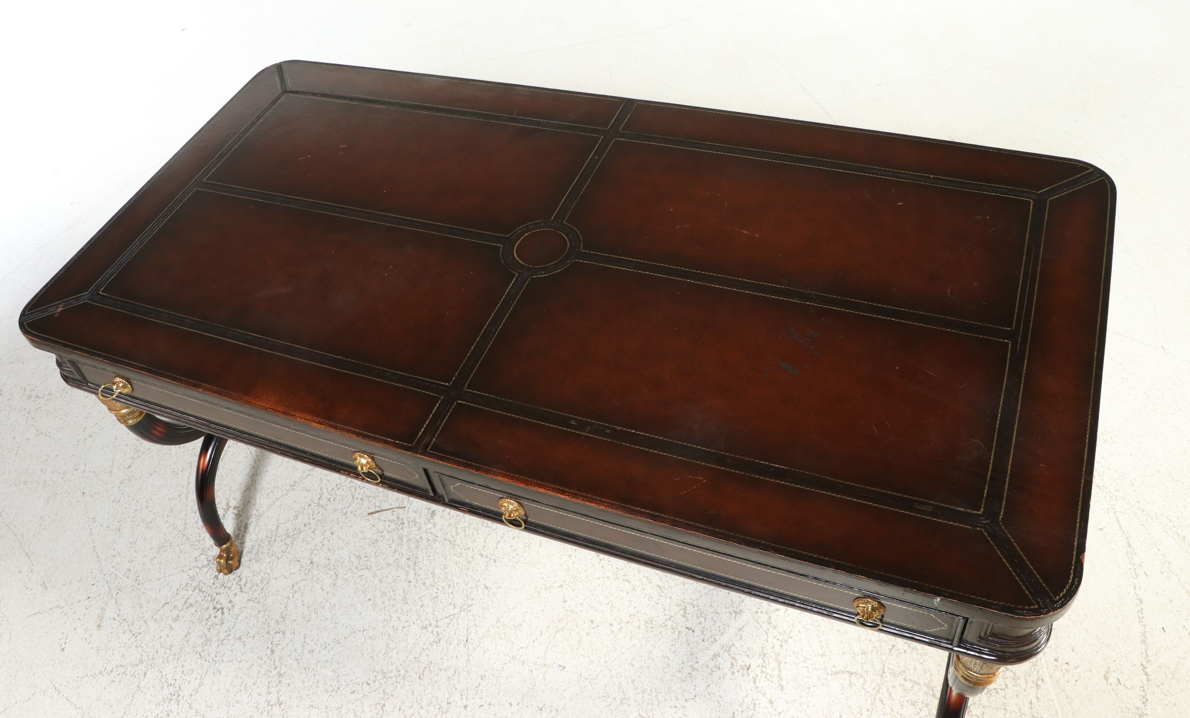 Henredon Regency Style Library Table with Leather Top