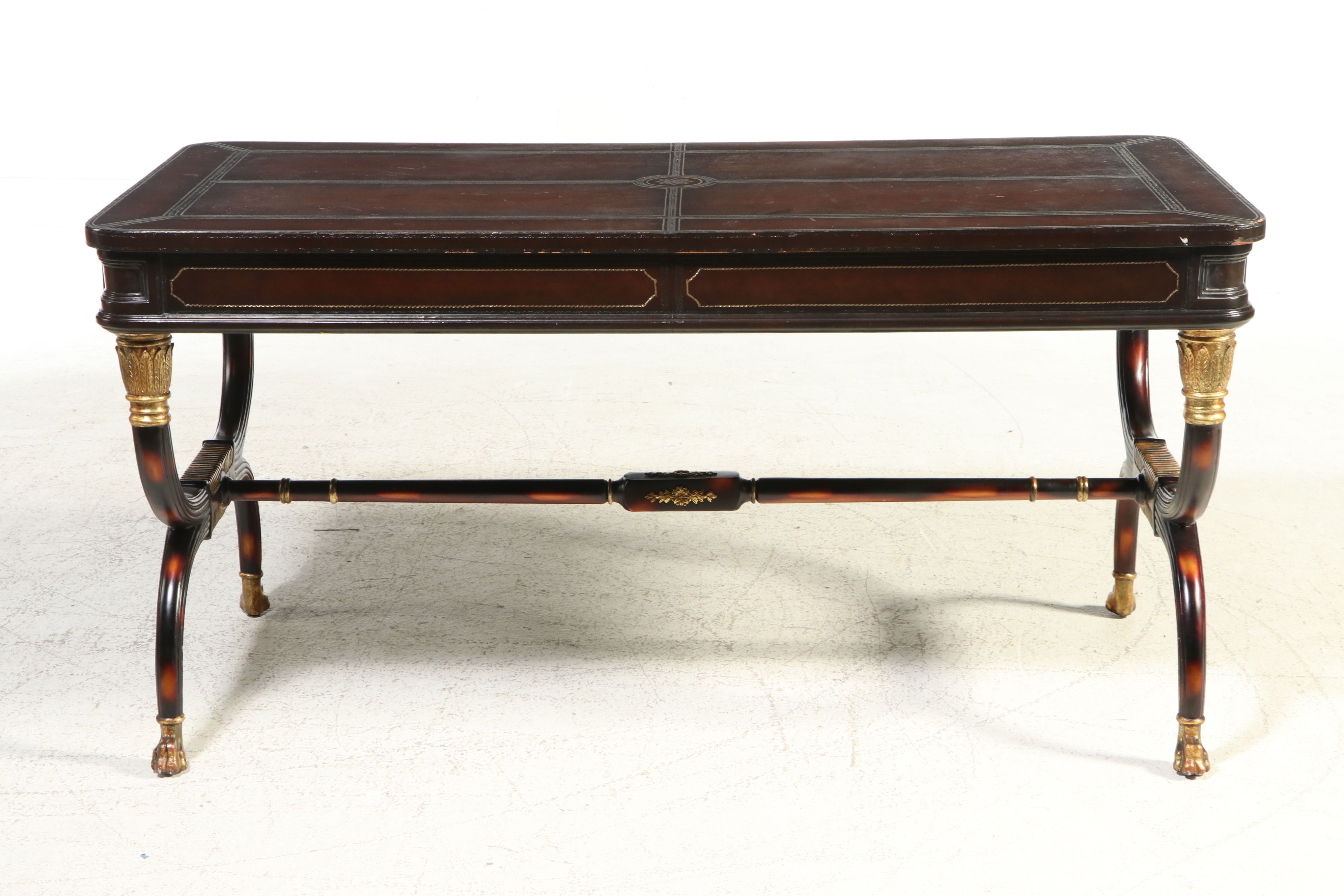 Henredon Regency Style Library Table with Leather Top
