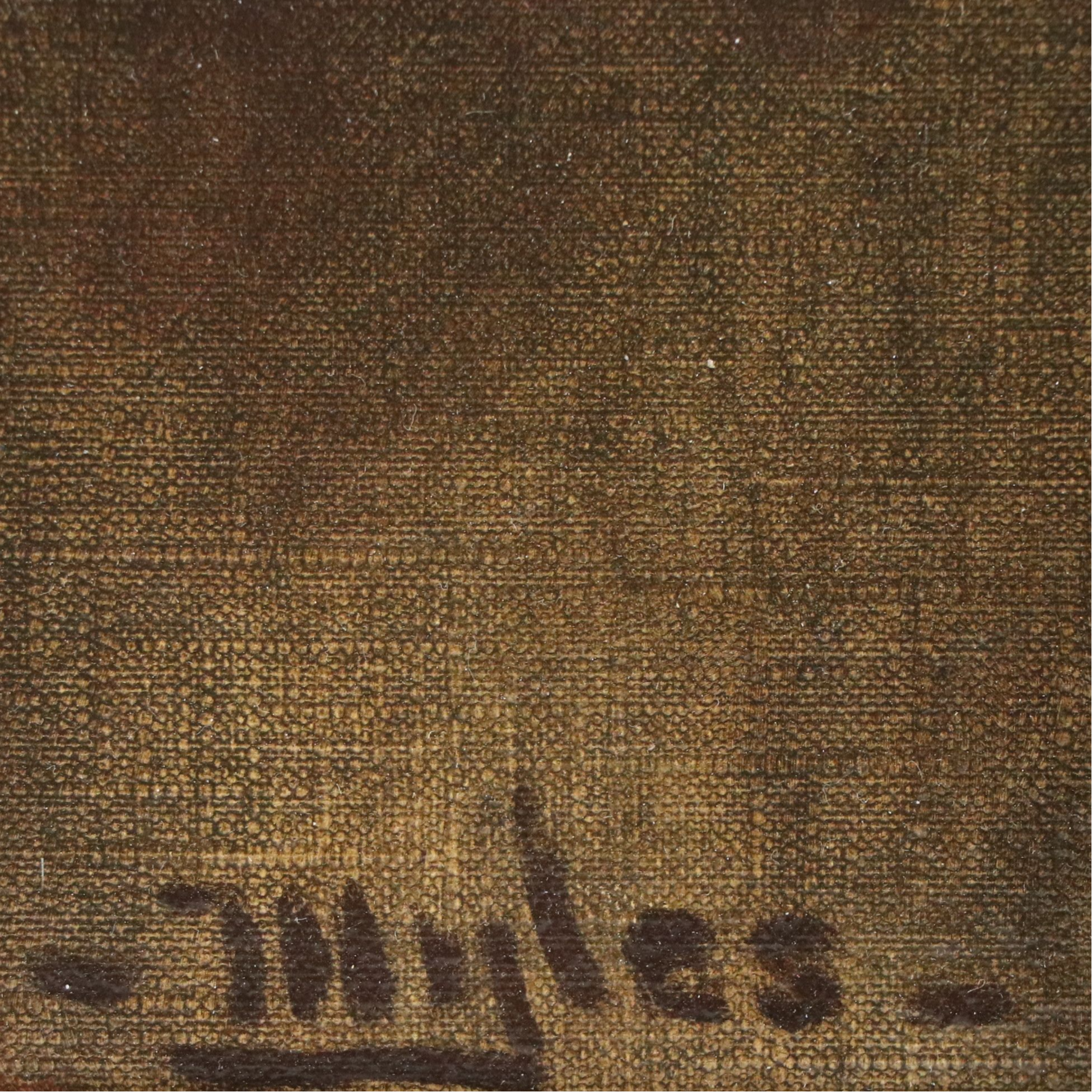 Oil Portrait of Man in Headscarf, Early to Mid-20th Century