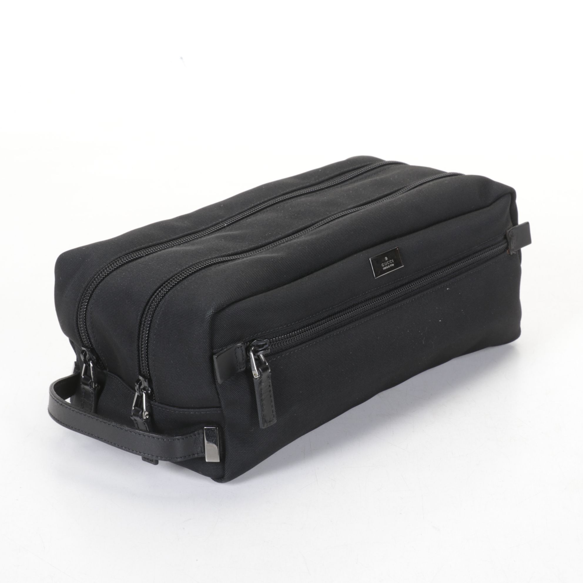 Gucci Black Nylon Canvas Toiletry Zip Pouch