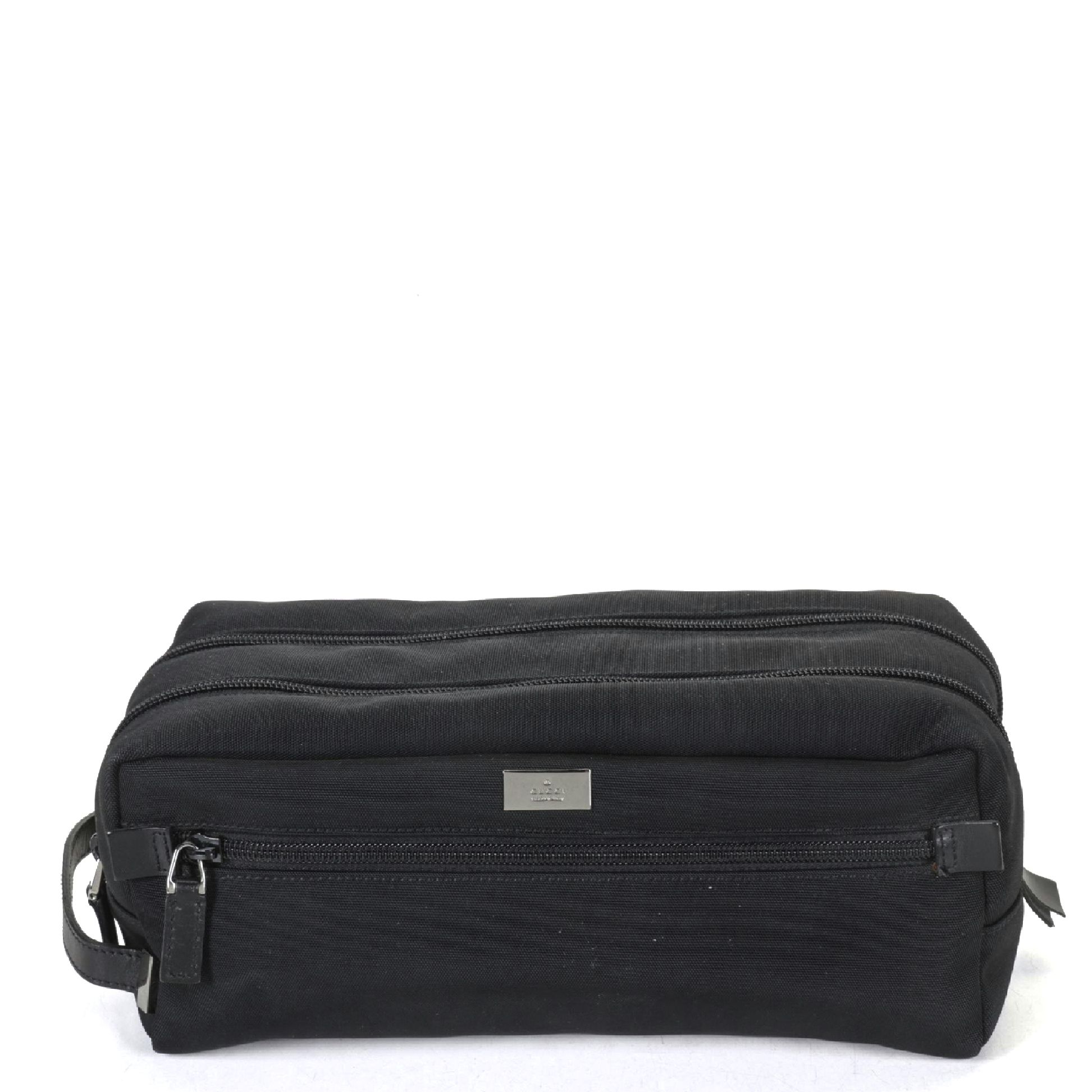 Gucci Black Nylon Canvas Toiletry Zip Pouch