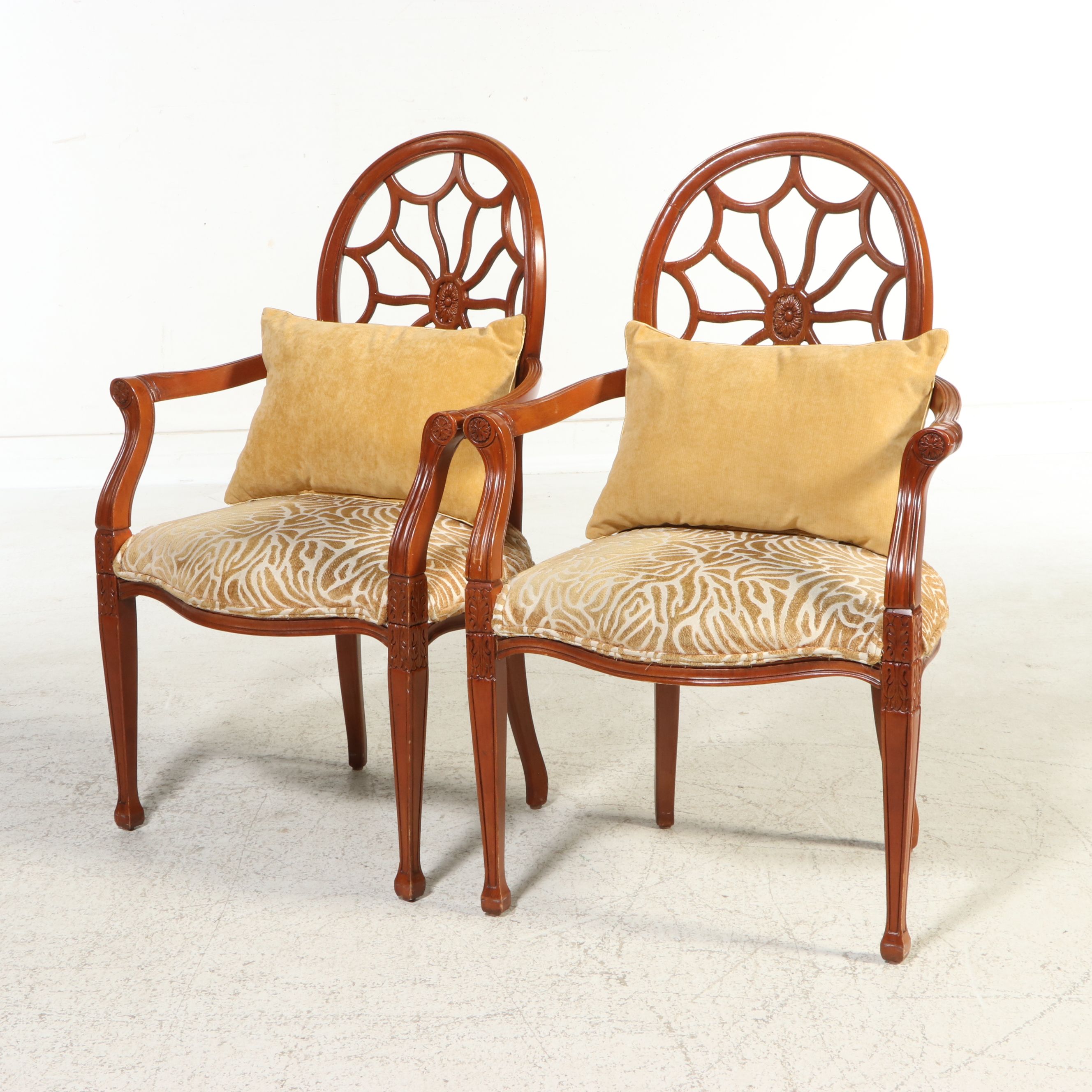 Pair of Fairfield Chair Co. Hepplewhite Style Wheel-Back Armchairs, Late 20th C.