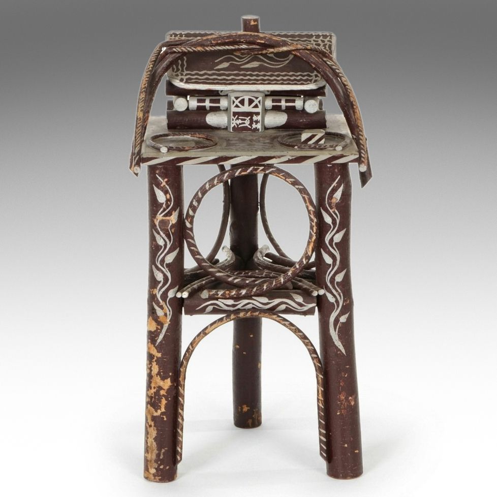 Handcrafted Adirondack Smoking Stand, Mid-20th Century
