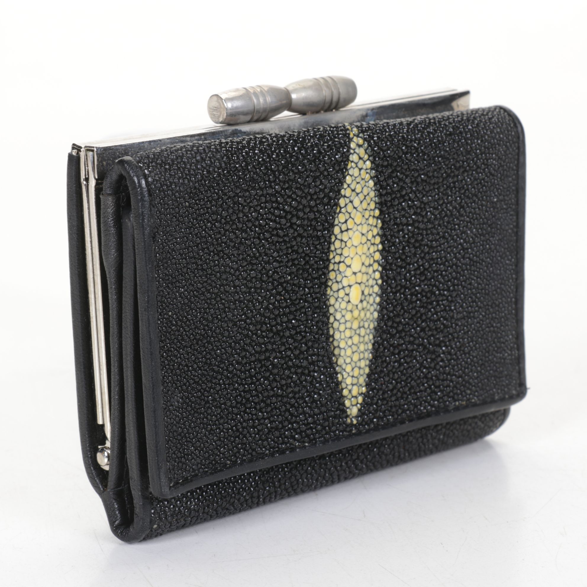 Sent Matinie Black Stingray and Leather Wallet