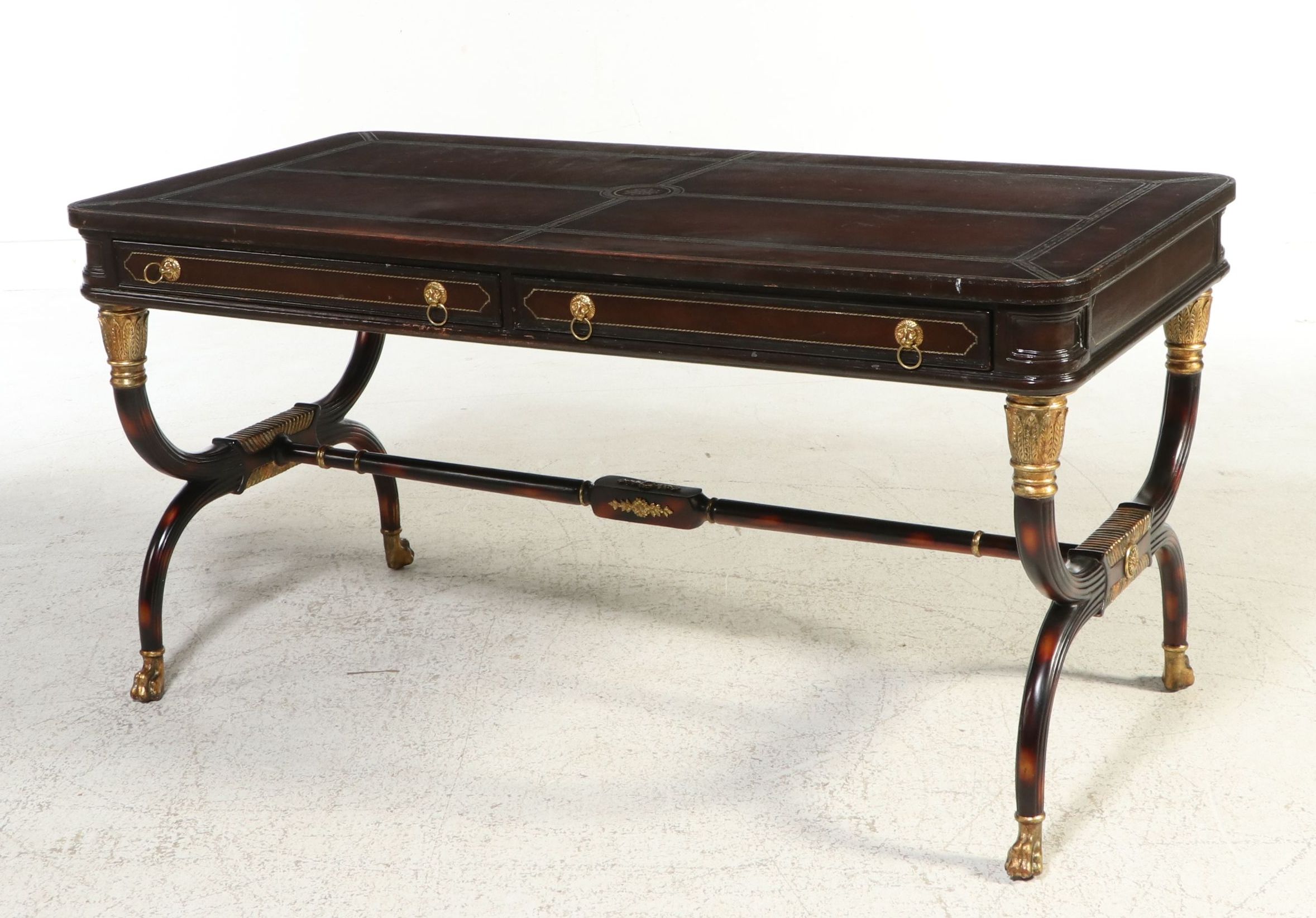 Henredon Regency Style Library Table with Leather Top