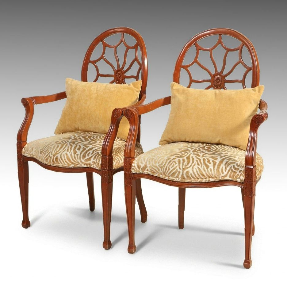 Pair of Fairfield Chair Co. Hepplewhite Style Wheel-Back Armchairs, Late 20th C.