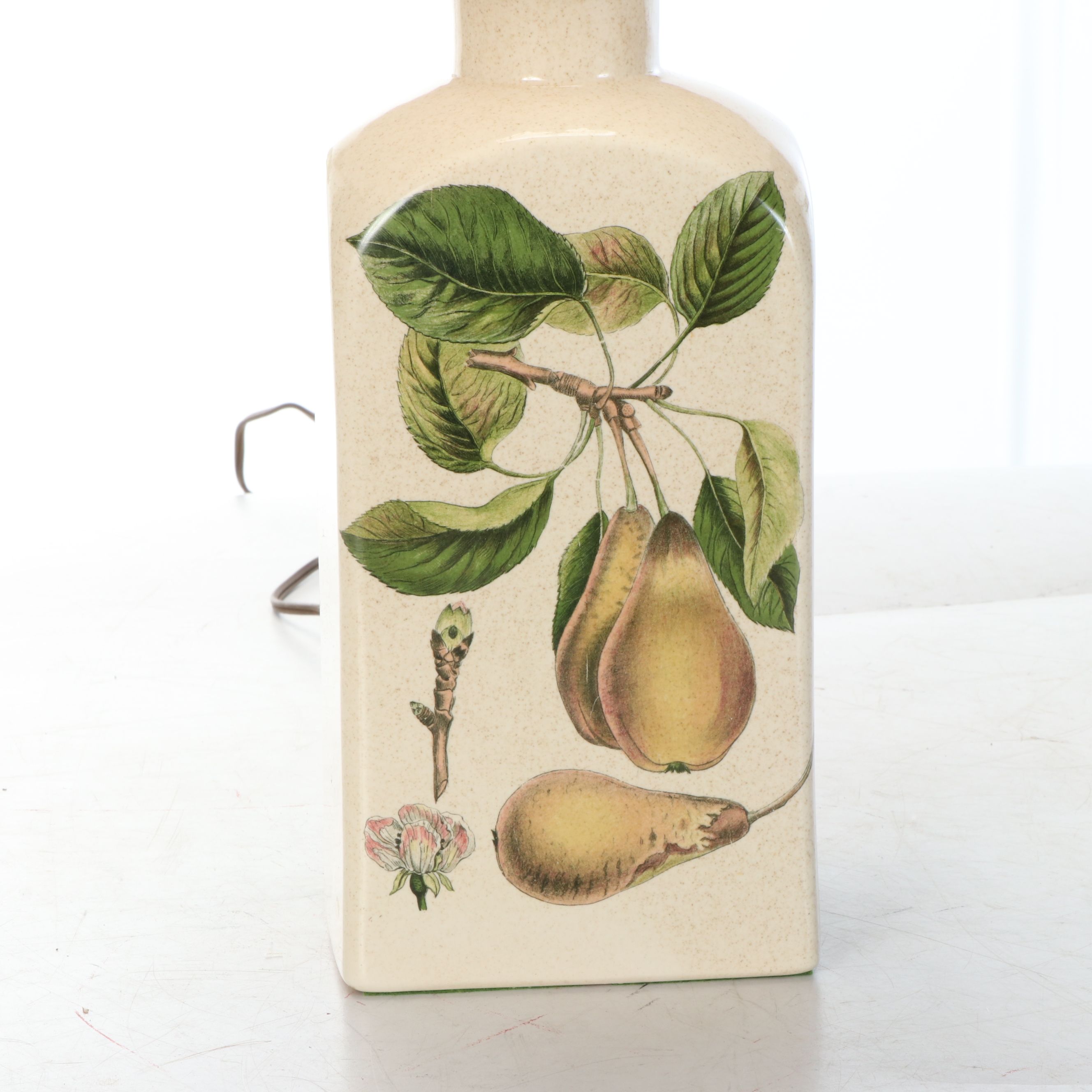 Ceramic Transferware Pear Botanical Accent Table Lamp with Bell Shade