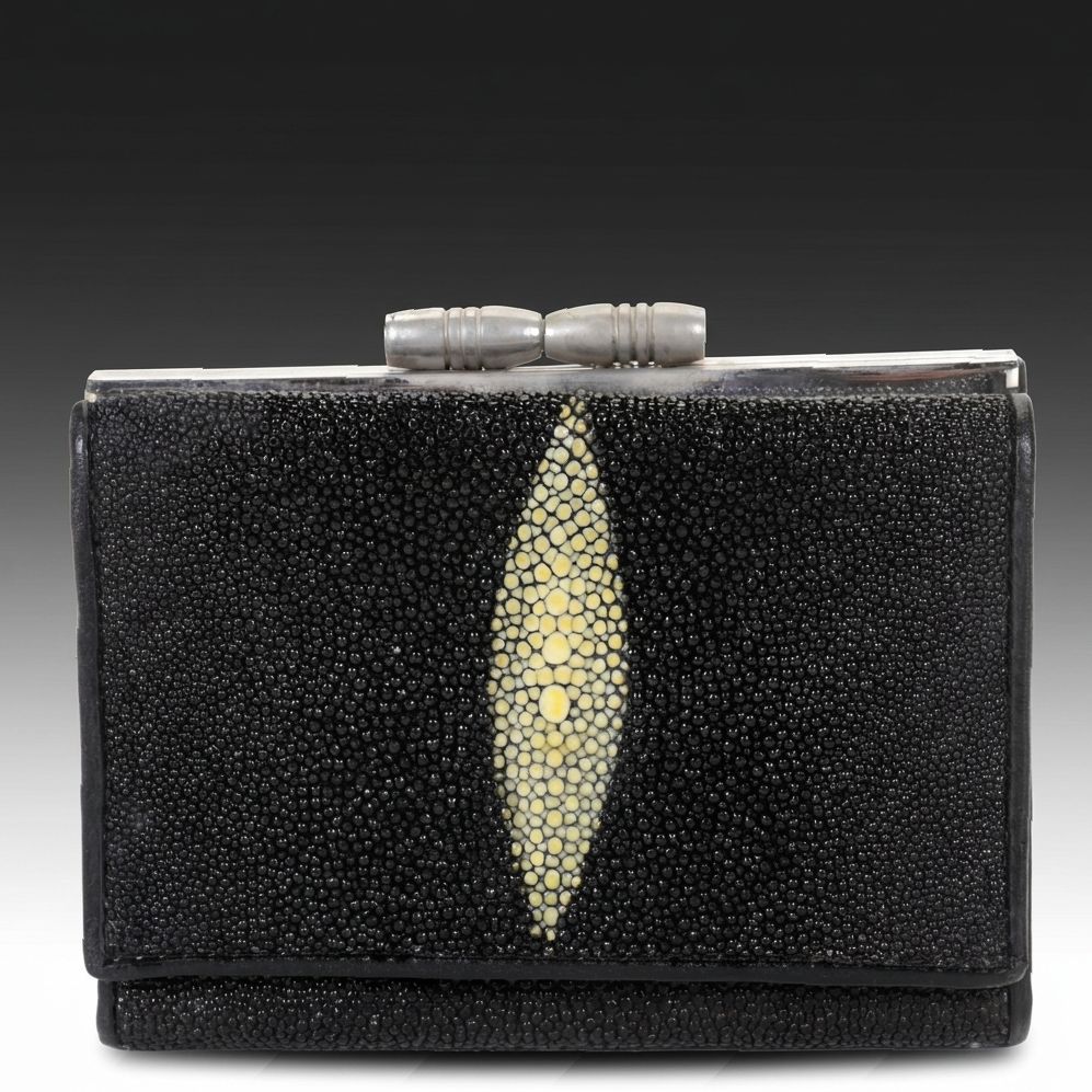 Sent Matinie Black Stingray and Leather Wallet