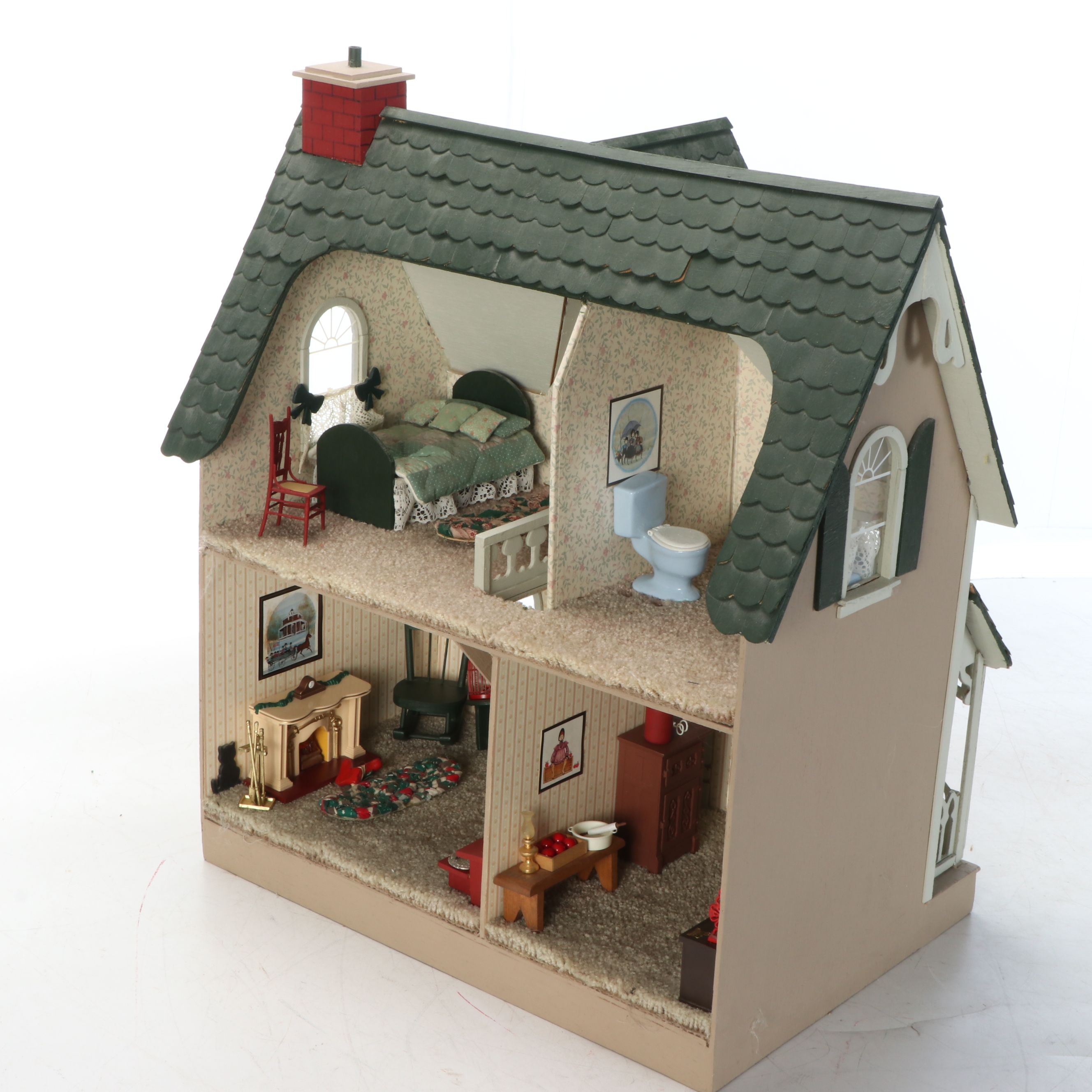 Furnished Wooden Dollhouse