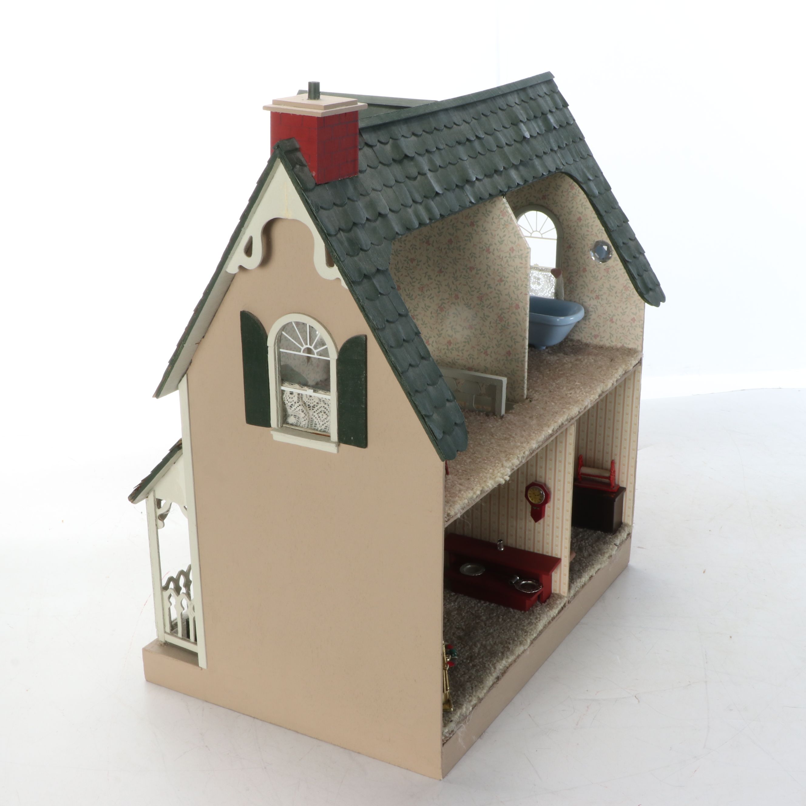 Furnished Wooden Dollhouse
