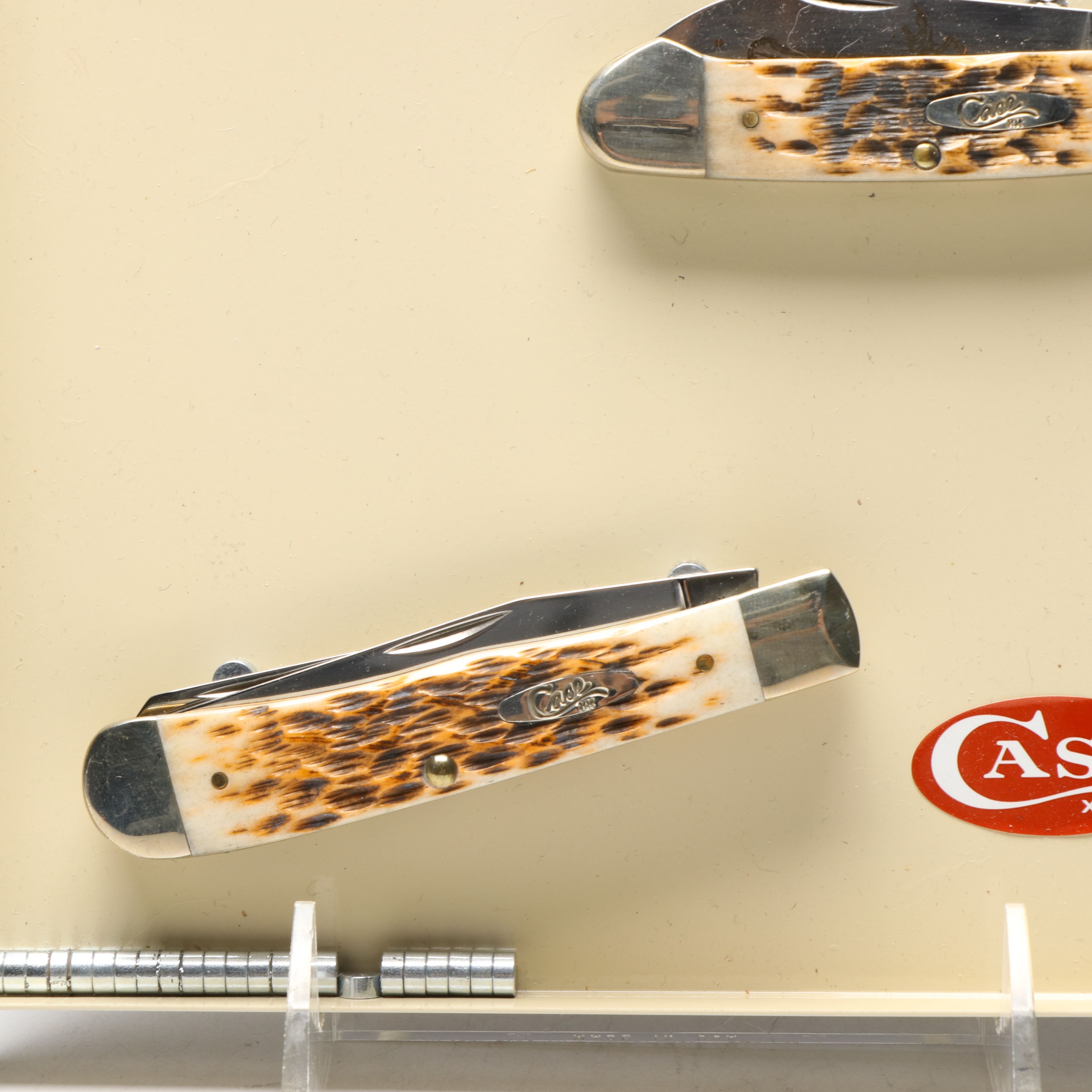 Case Antler Folding Knives with Metal Display