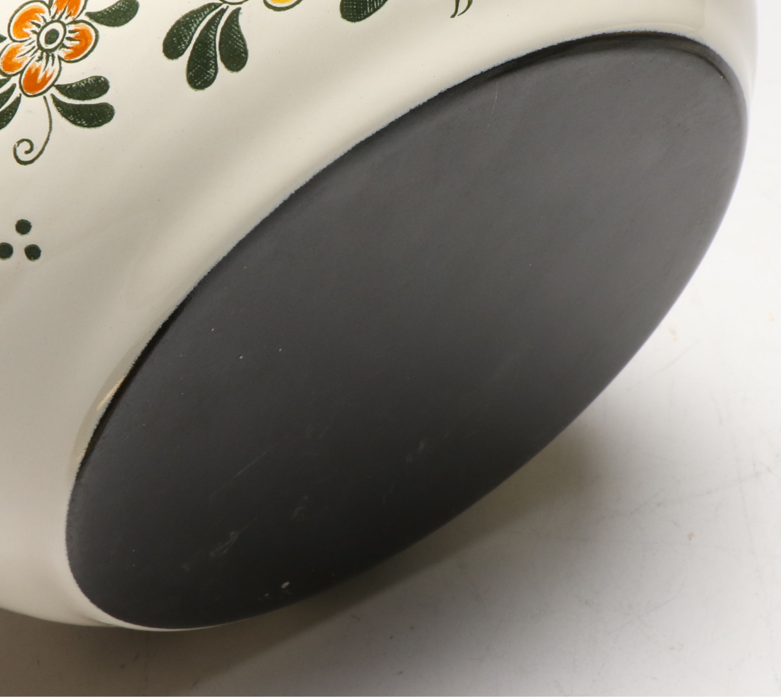 Asta German Floral Enamelware Fondue Pot and Burner, Late 20th Century
