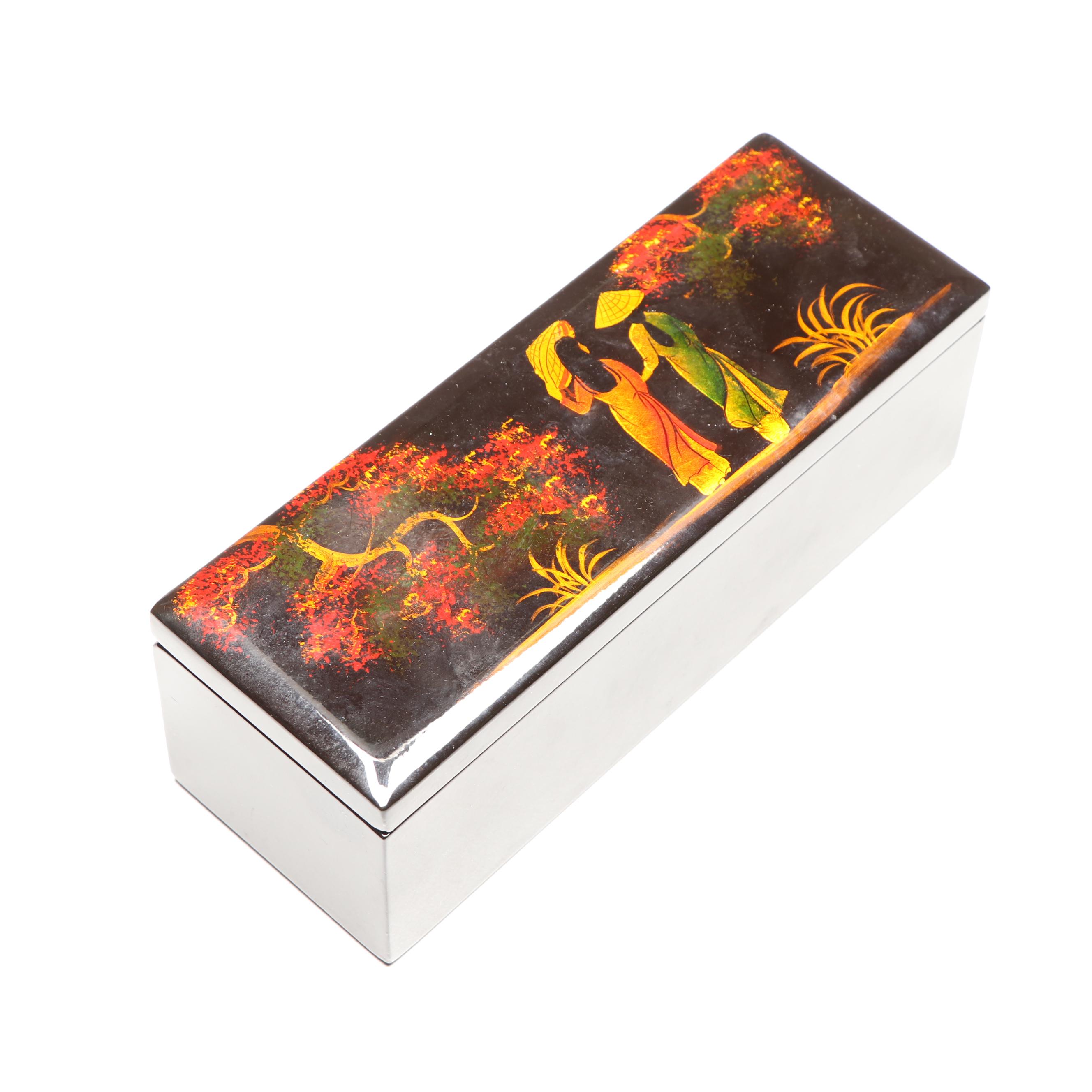 Vietnamese Abalone Inlaid Lacquer Folding Screen with Storage and Jewelry Box