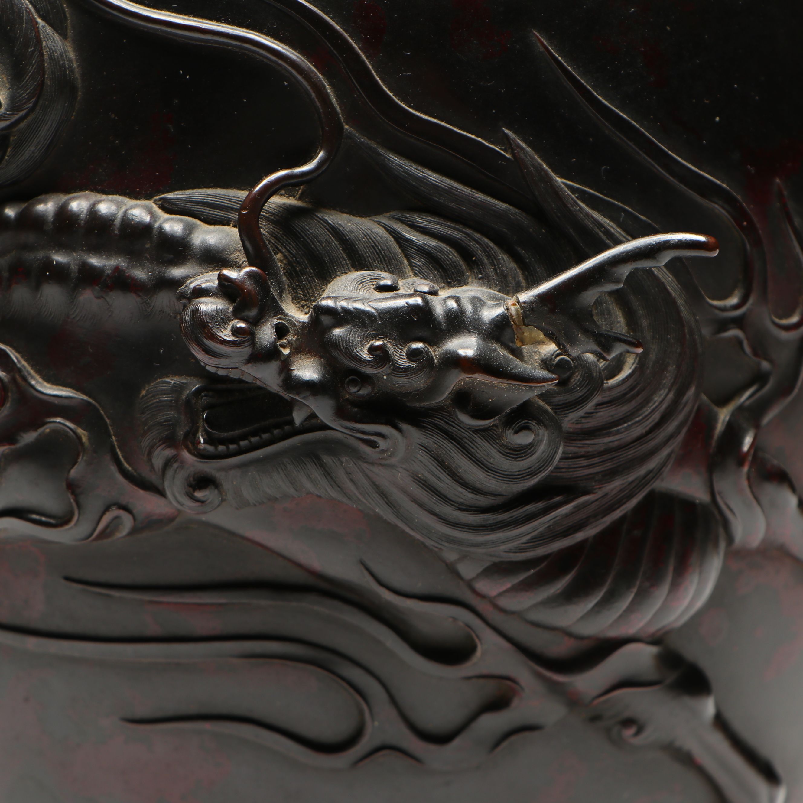 Japanese Meiji Period High-Relief Kirin and Phoenix Bronze Vases
