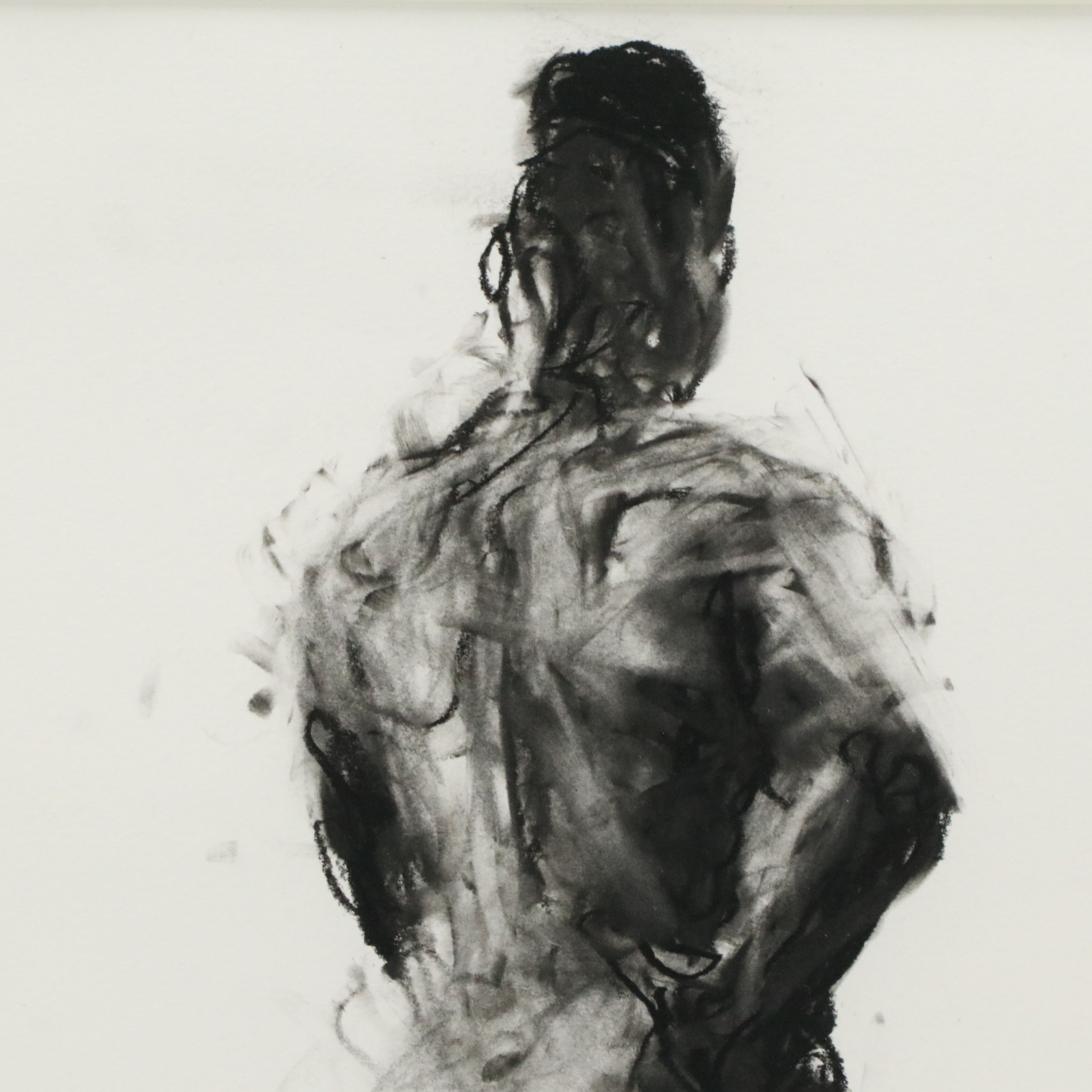 Gestural Charcoal Figure Drawing of Standing Nude