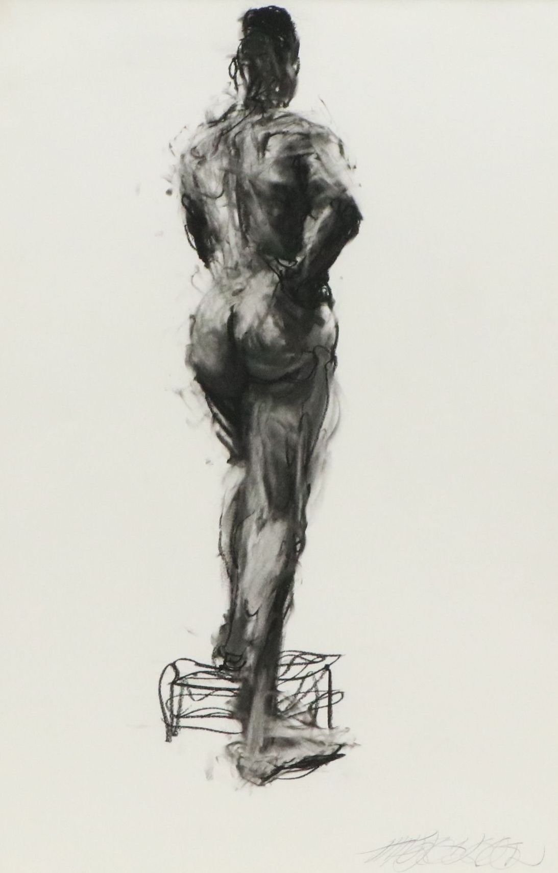 Gestural Charcoal Figure Drawing of Standing Nude