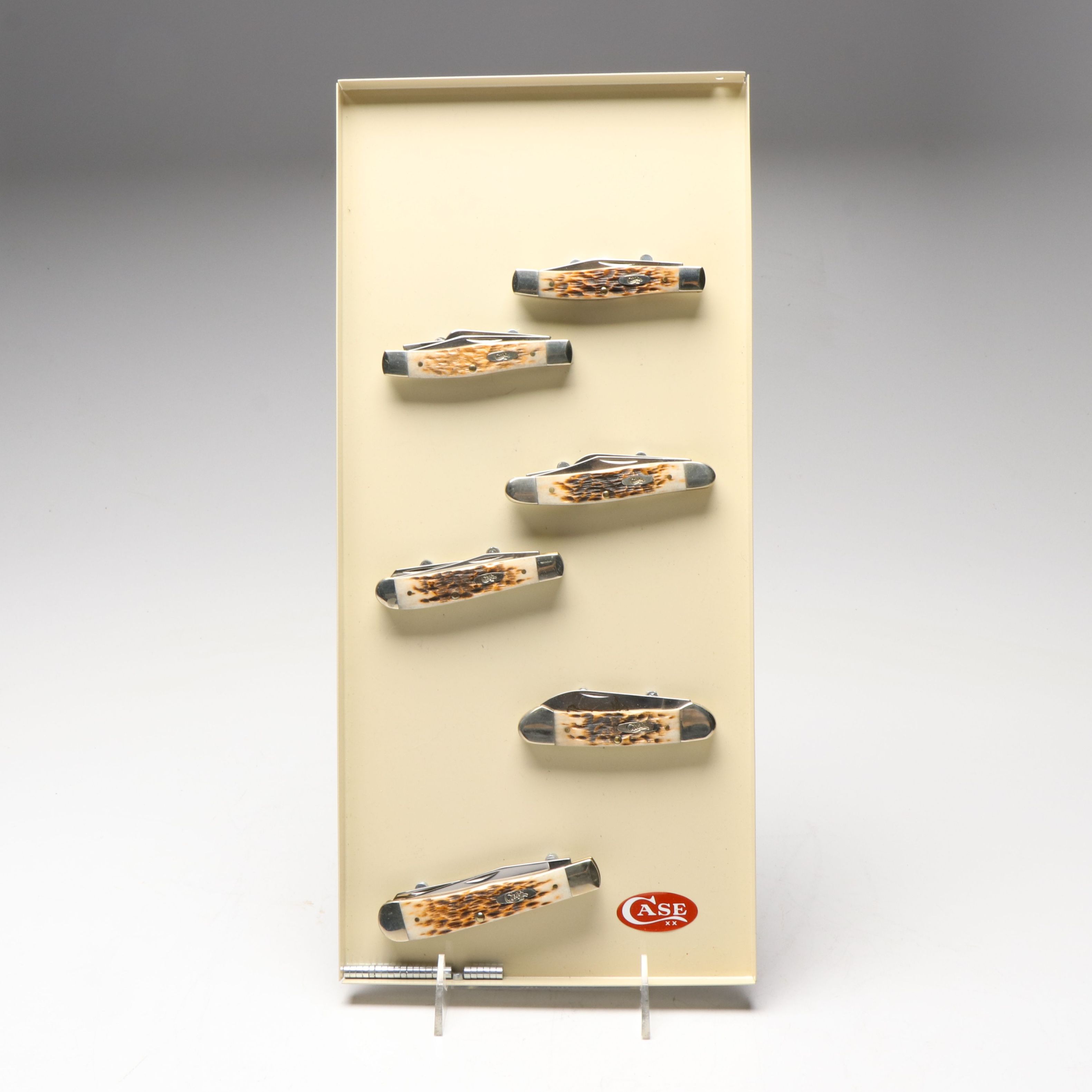 Case Antler Folding Knives with Metal Display