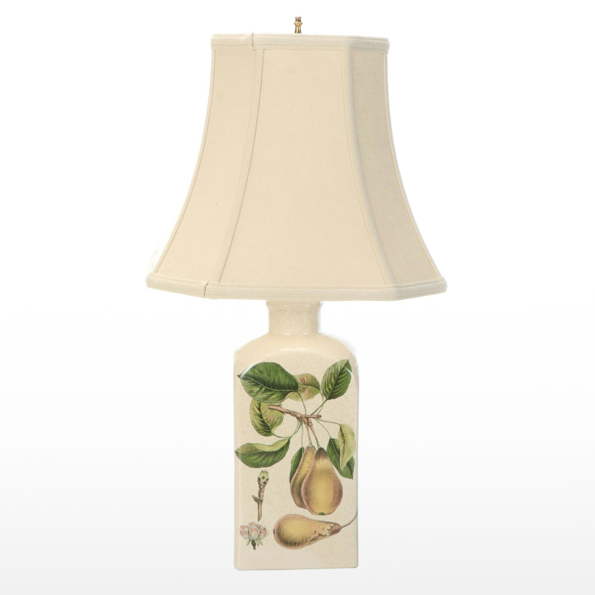 Ceramic Transferware Pear Botanical Accent Table Lamp with Bell Shade