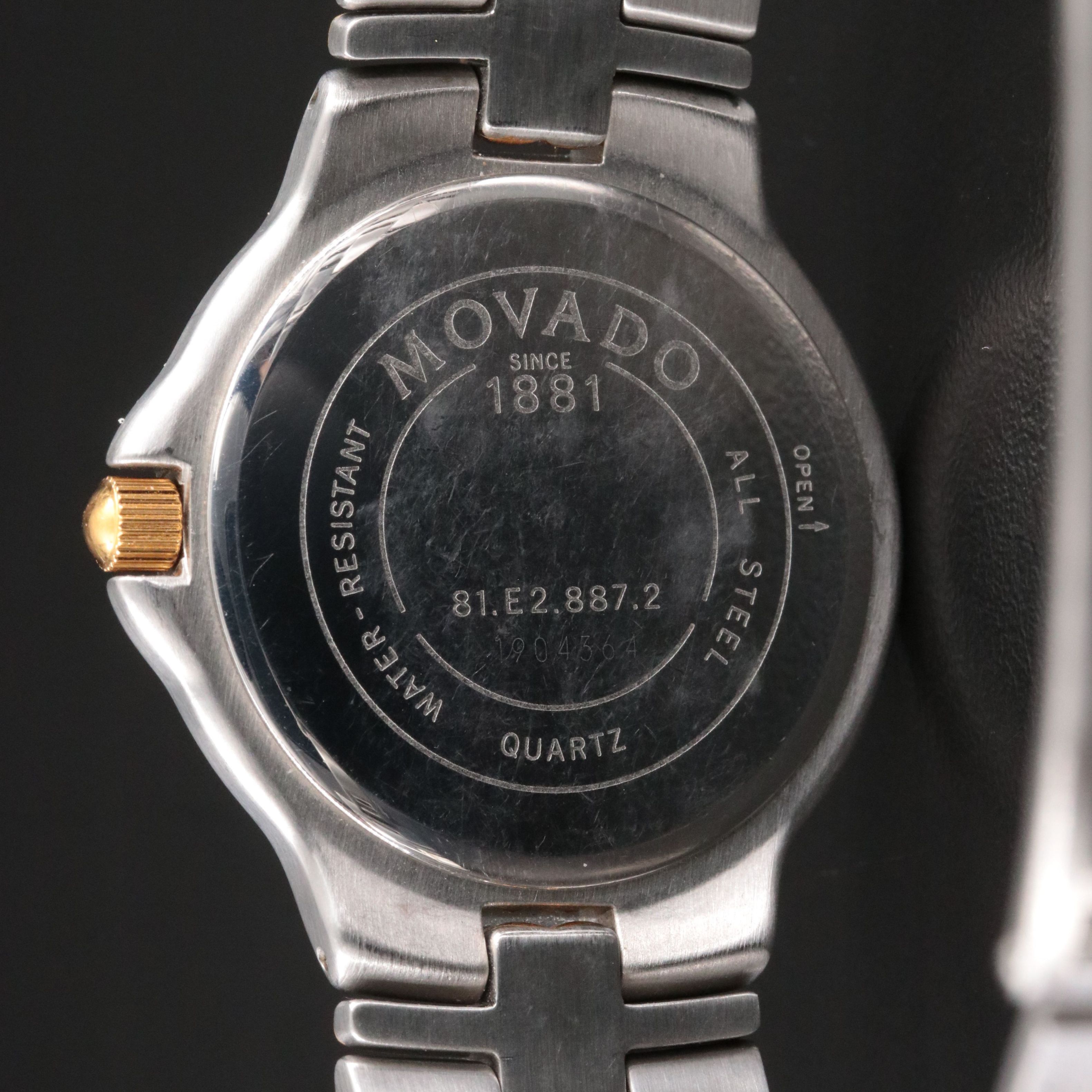 Movado Two Tone Black Dial Museum Classic St. Steel Quartz Watch