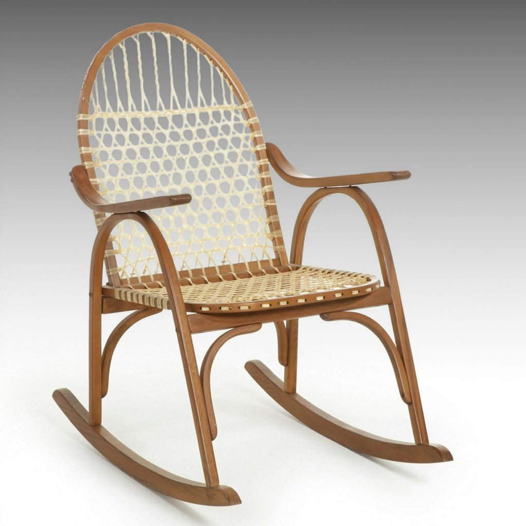 1960s Vermont Tubbs Oak Snowshoe Chairs With Rawhide Lacing