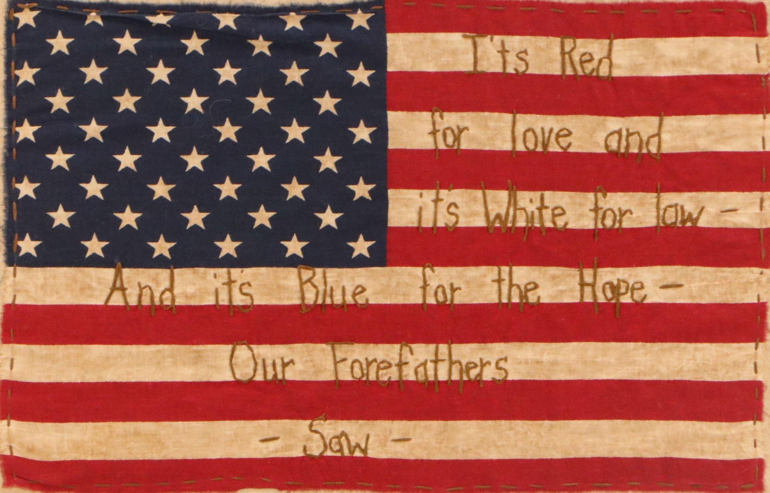 Vicki Huffman Patchwork Wall Hanging of American Flag, 2001