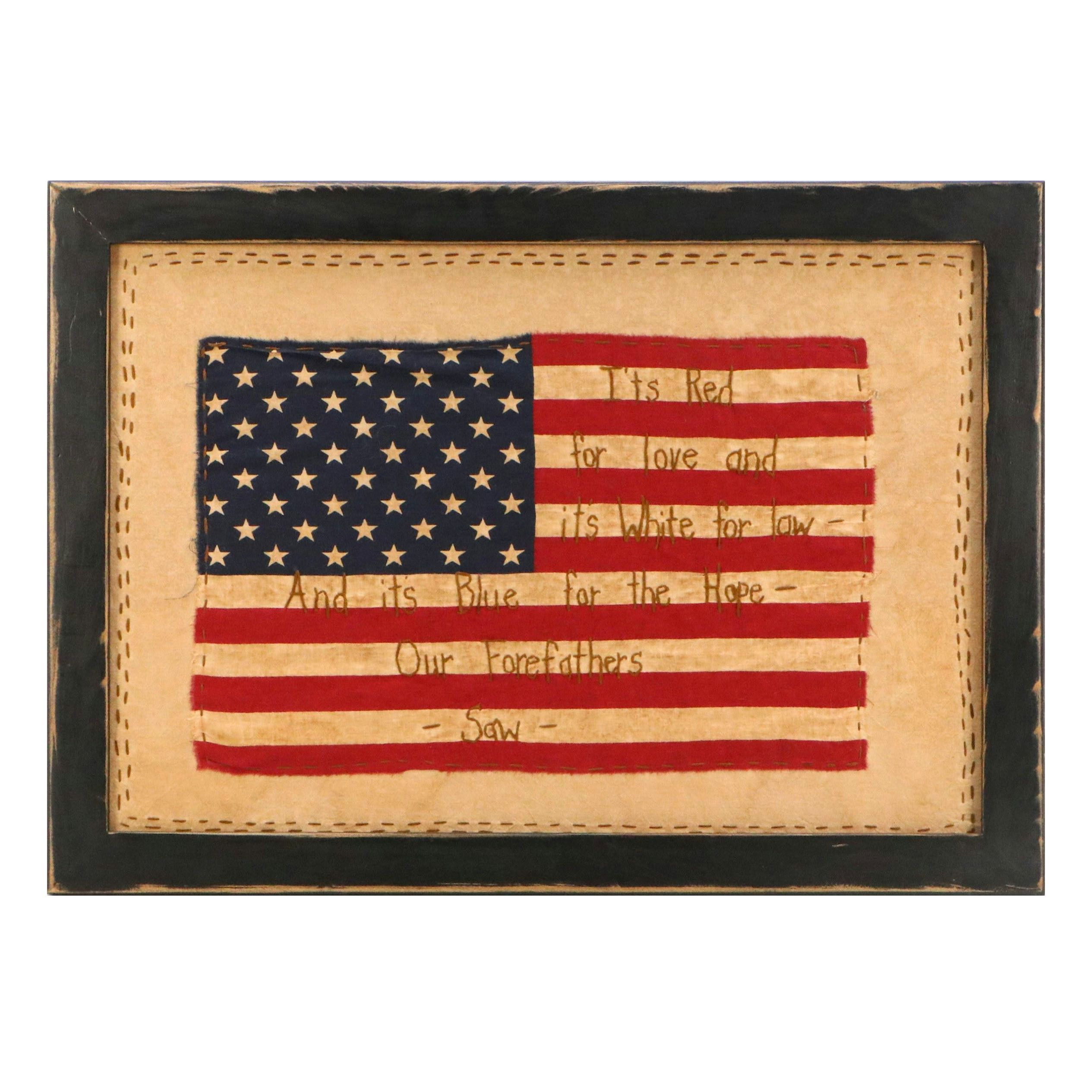 Vicki Huffman Patchwork Wall Hanging of American Flag, 2001