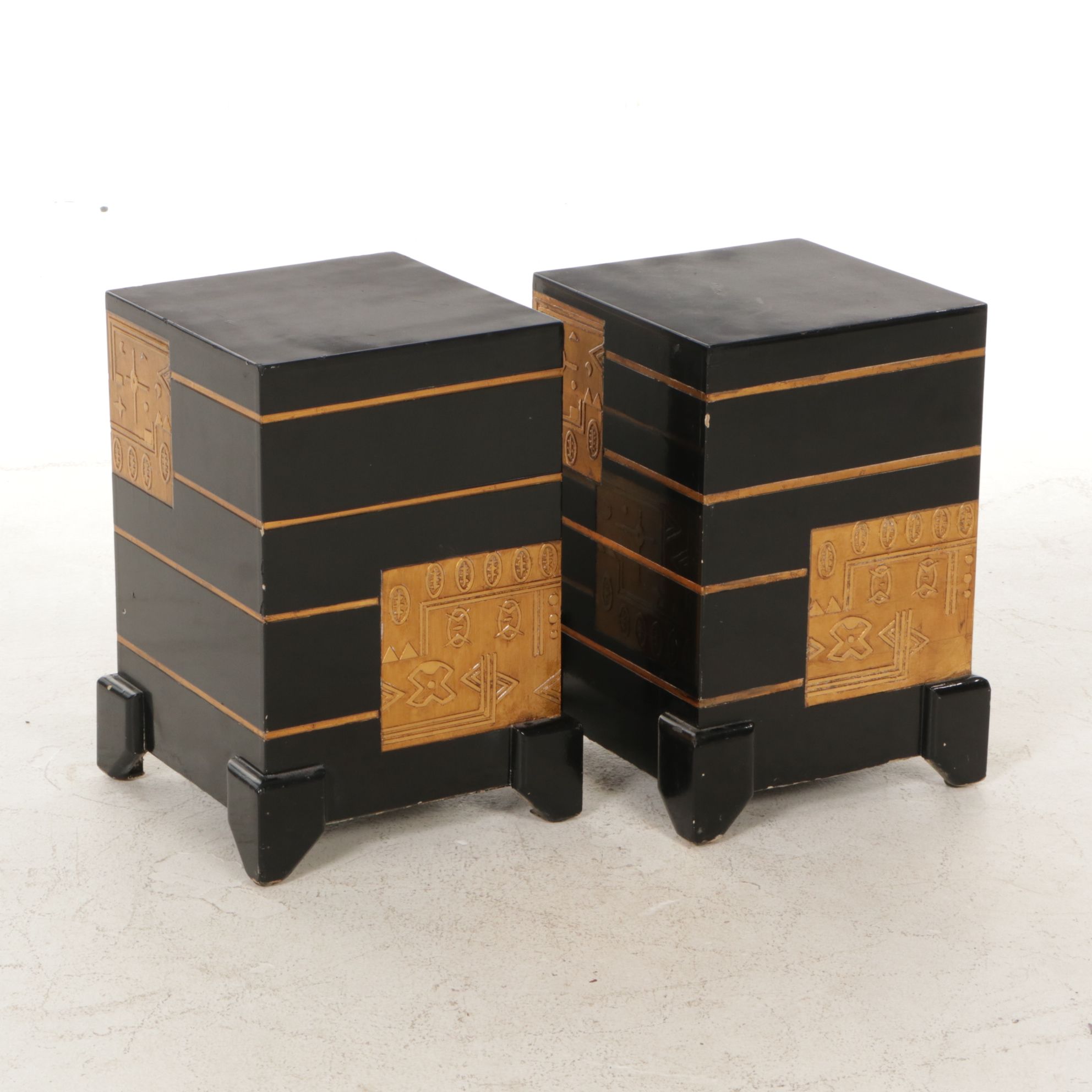 Pair of Kaaba-Inspired Decorative Pedestal