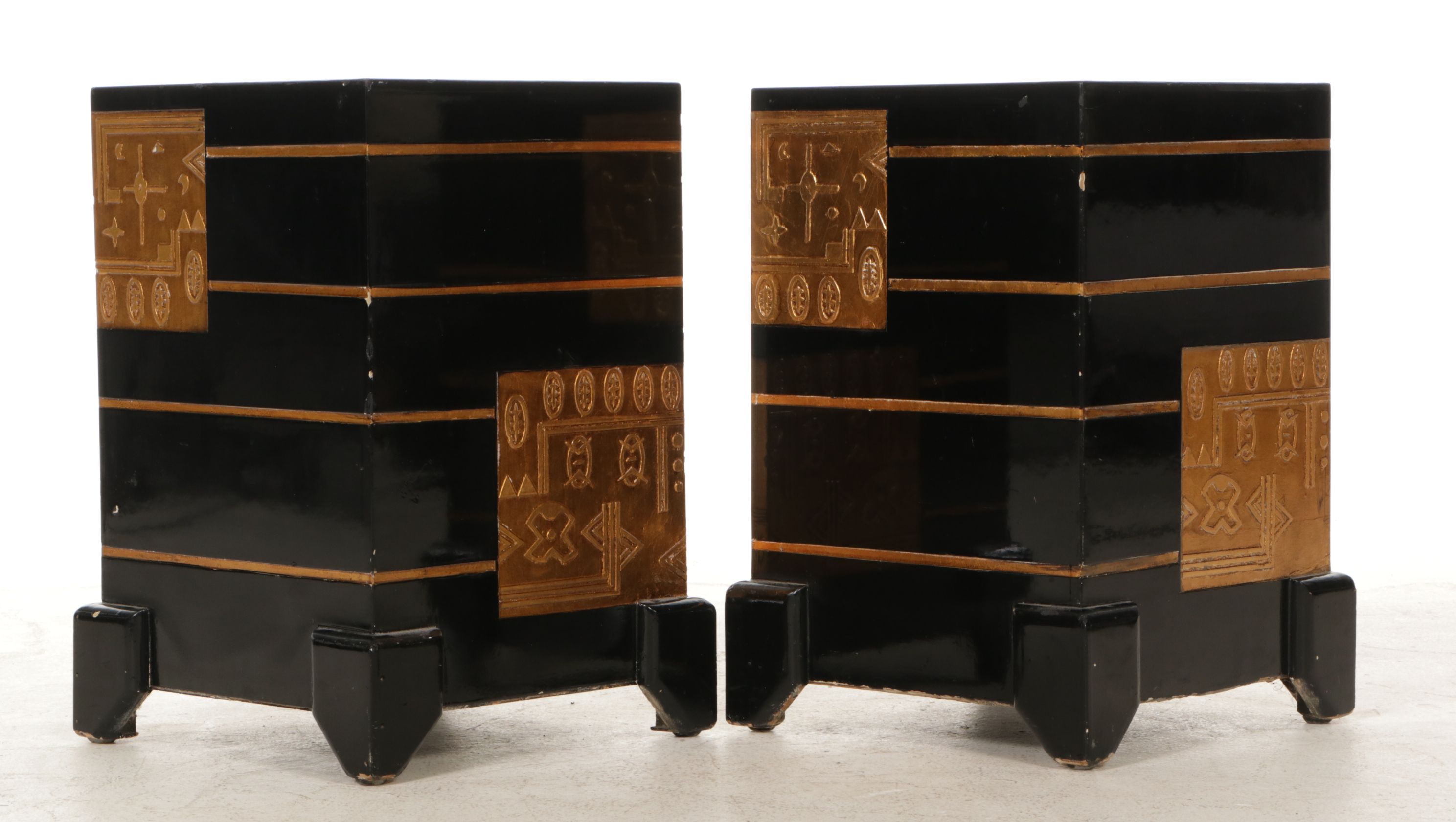 Pair of Kaaba-Inspired Decorative Pedestal