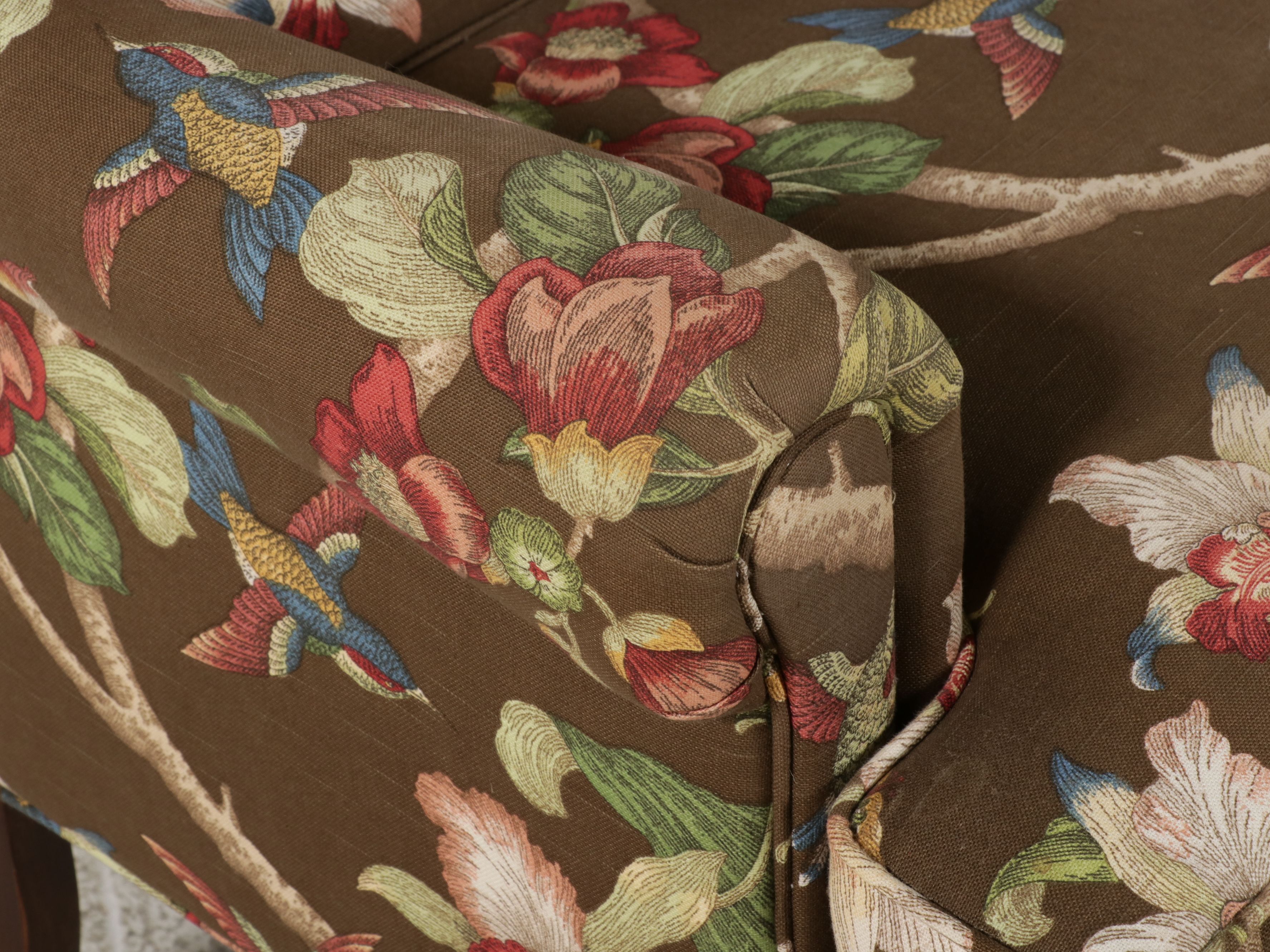 Fairfield Queen Anne Style Bird Motif Upholstered Armchair