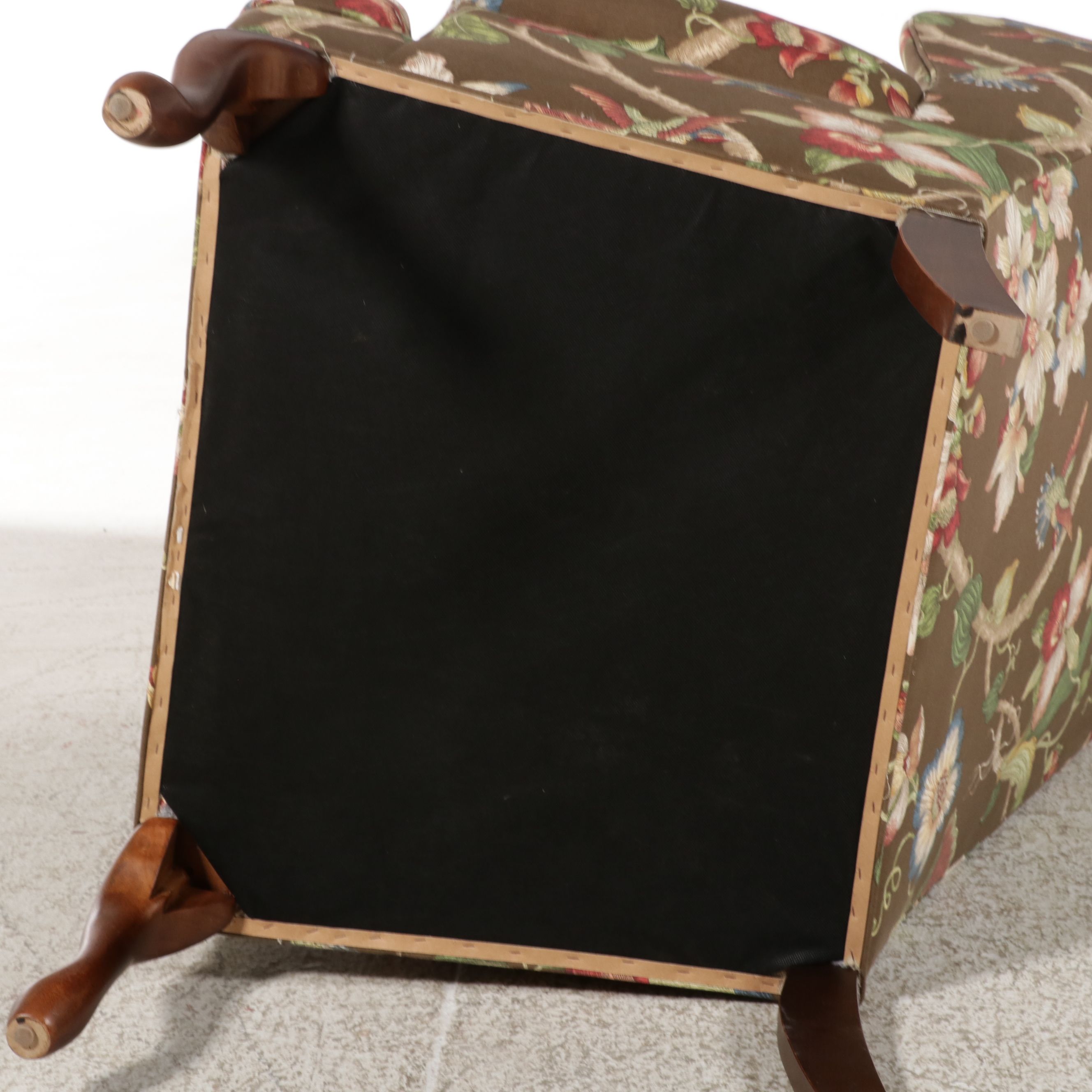Fairfield Queen Anne Style Bird Motif Upholstered Armchair