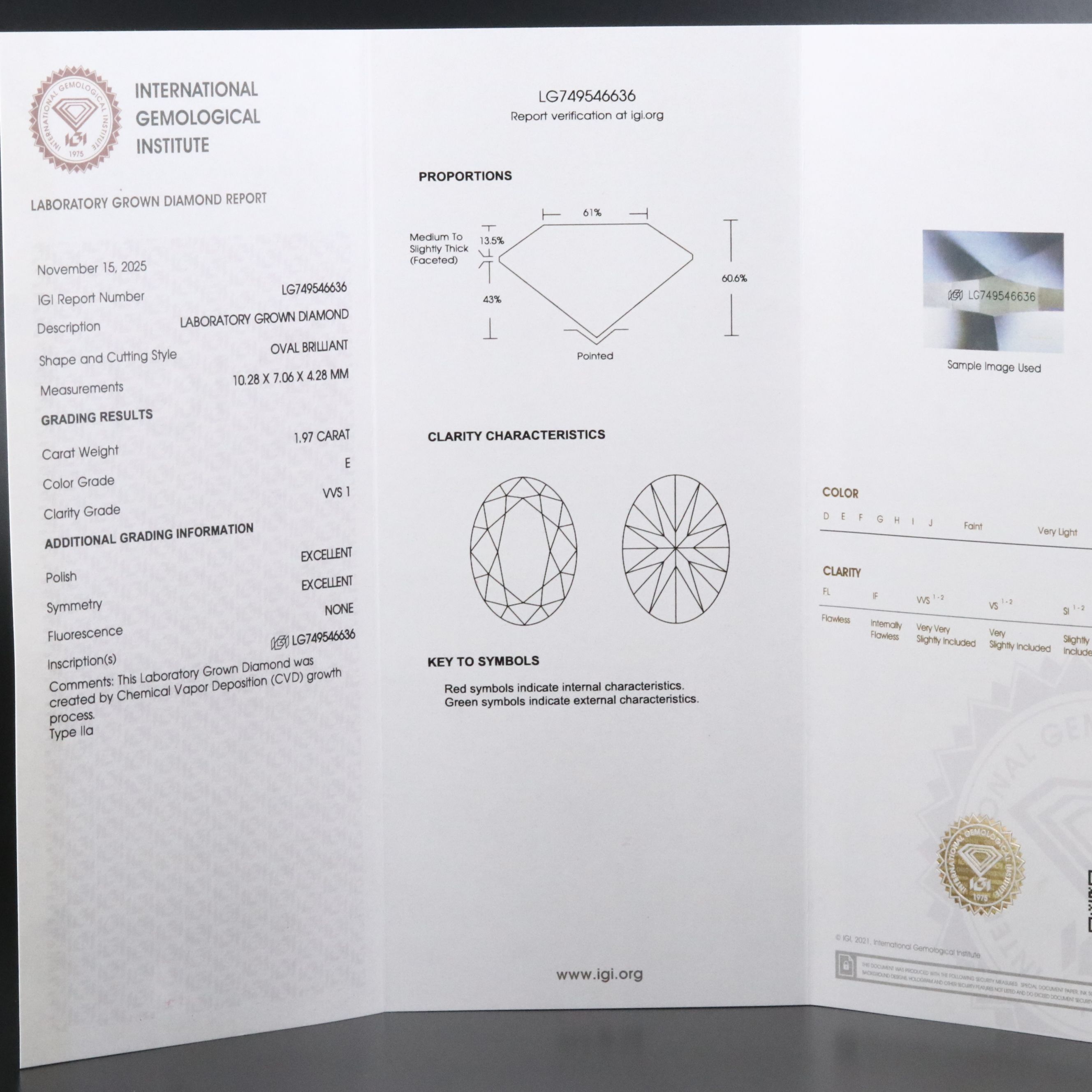18K 2.69 CTW Lab Grown Diamond Ring with IGI Report