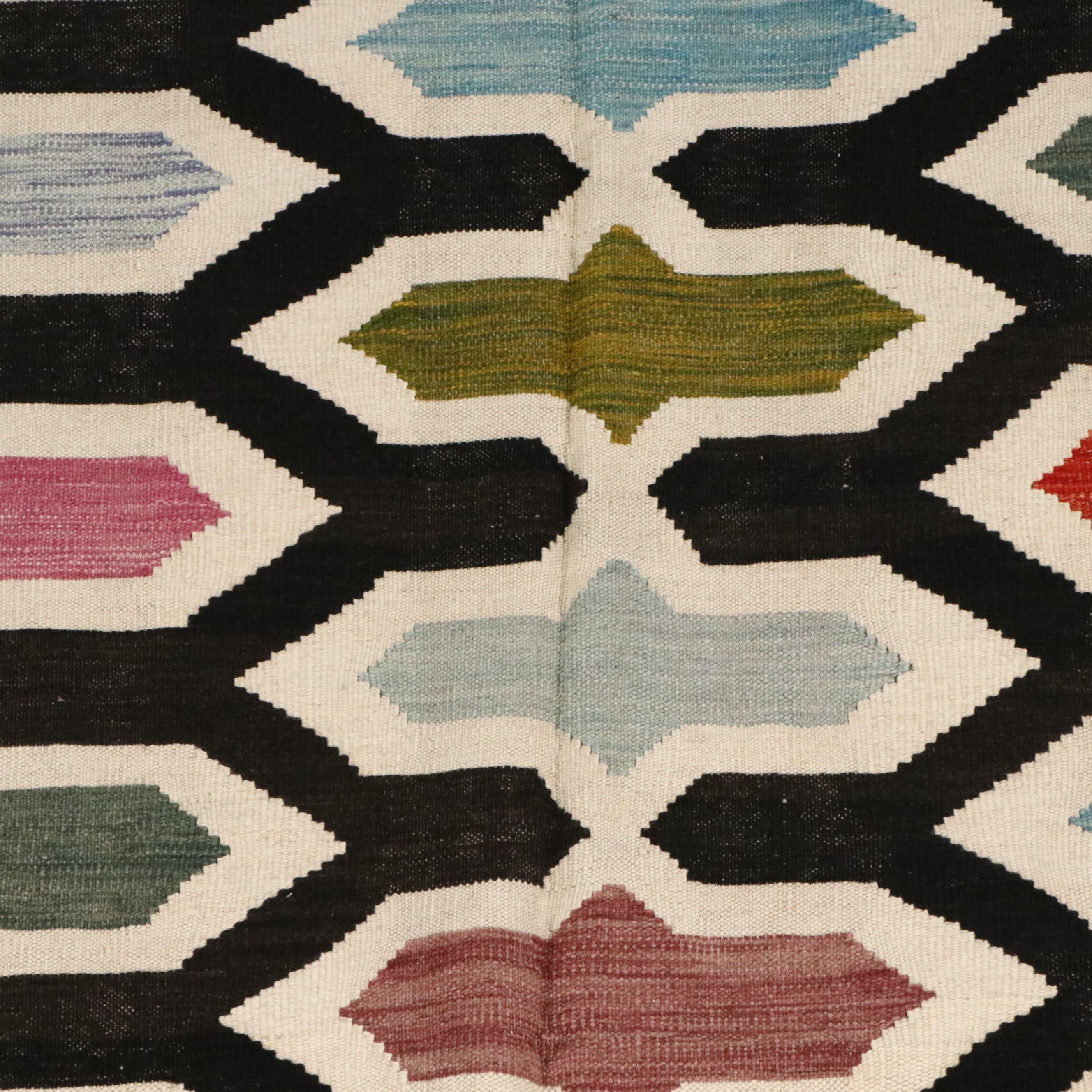 5'8 x 8'5 Handwoven Lattice Multicolor Kilim Area Rug