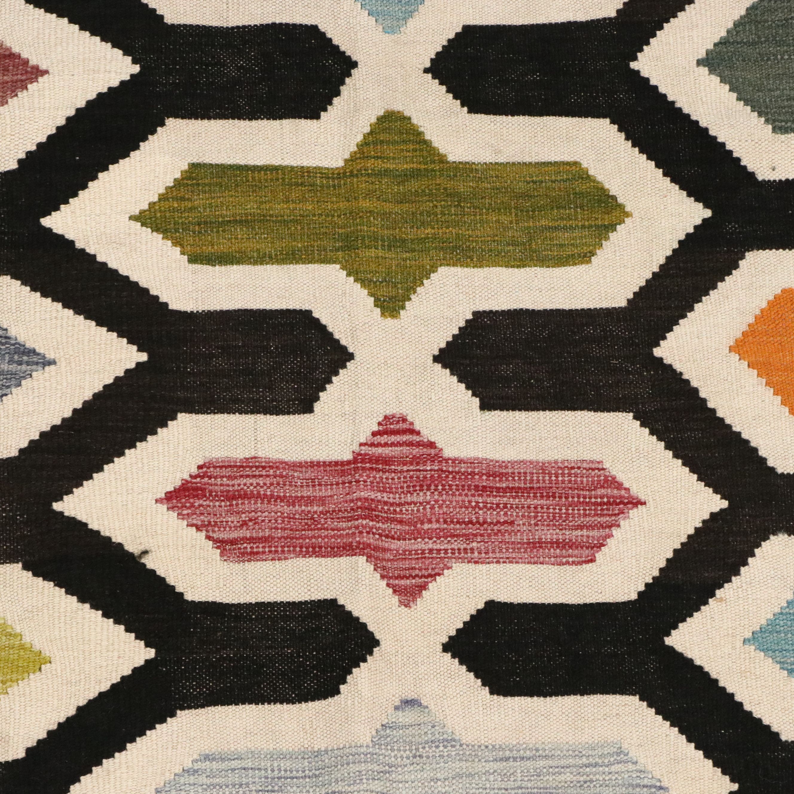 5'8 x 8'5 Handwoven Lattice Multicolor Kilim Area Rug